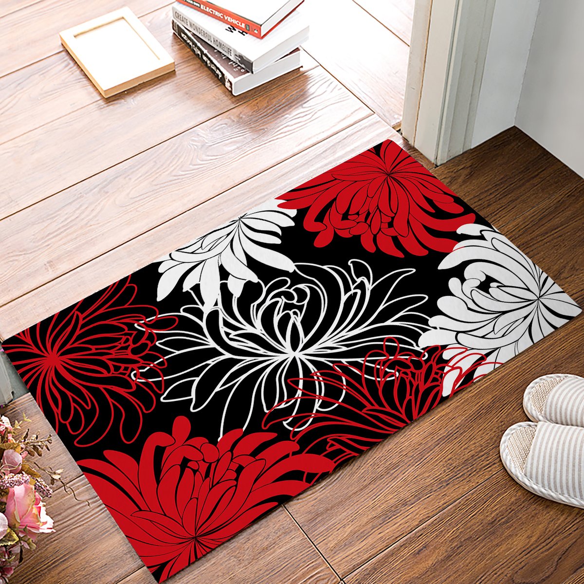 Segard Non-Slip Floral Welcome Doormat - Blossom Daisy Printed Indoor/Outdoor Entrance Rug for Home Decor | Perfect for Front Door, Bathroom & Patio