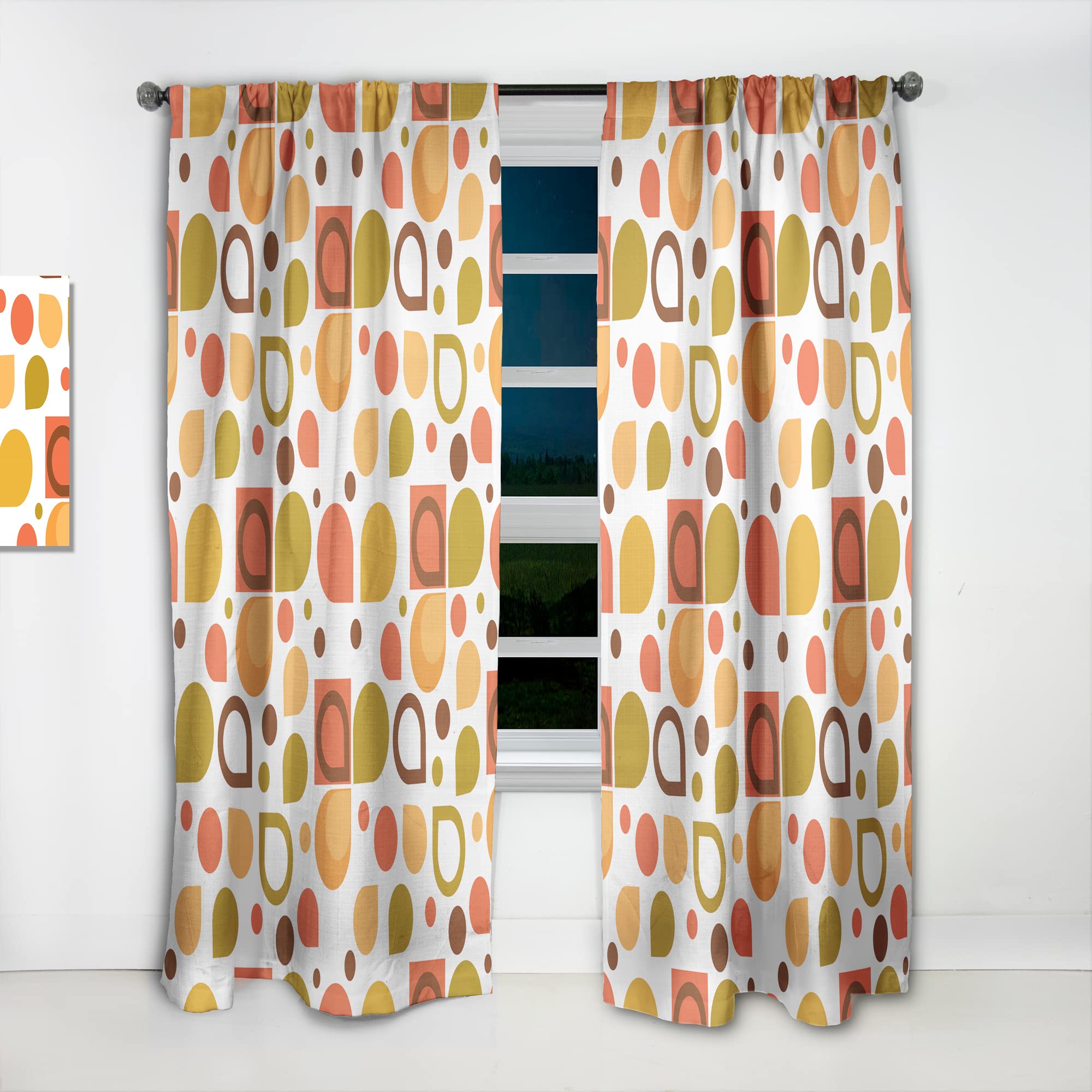 DesignQ Abstract Retro Geometric Thermal Insulated Curtains - 52x108 Single Panel for Bedroom & Living Room - Perfect for Home Decor, Noise Reduction & Light Blocking