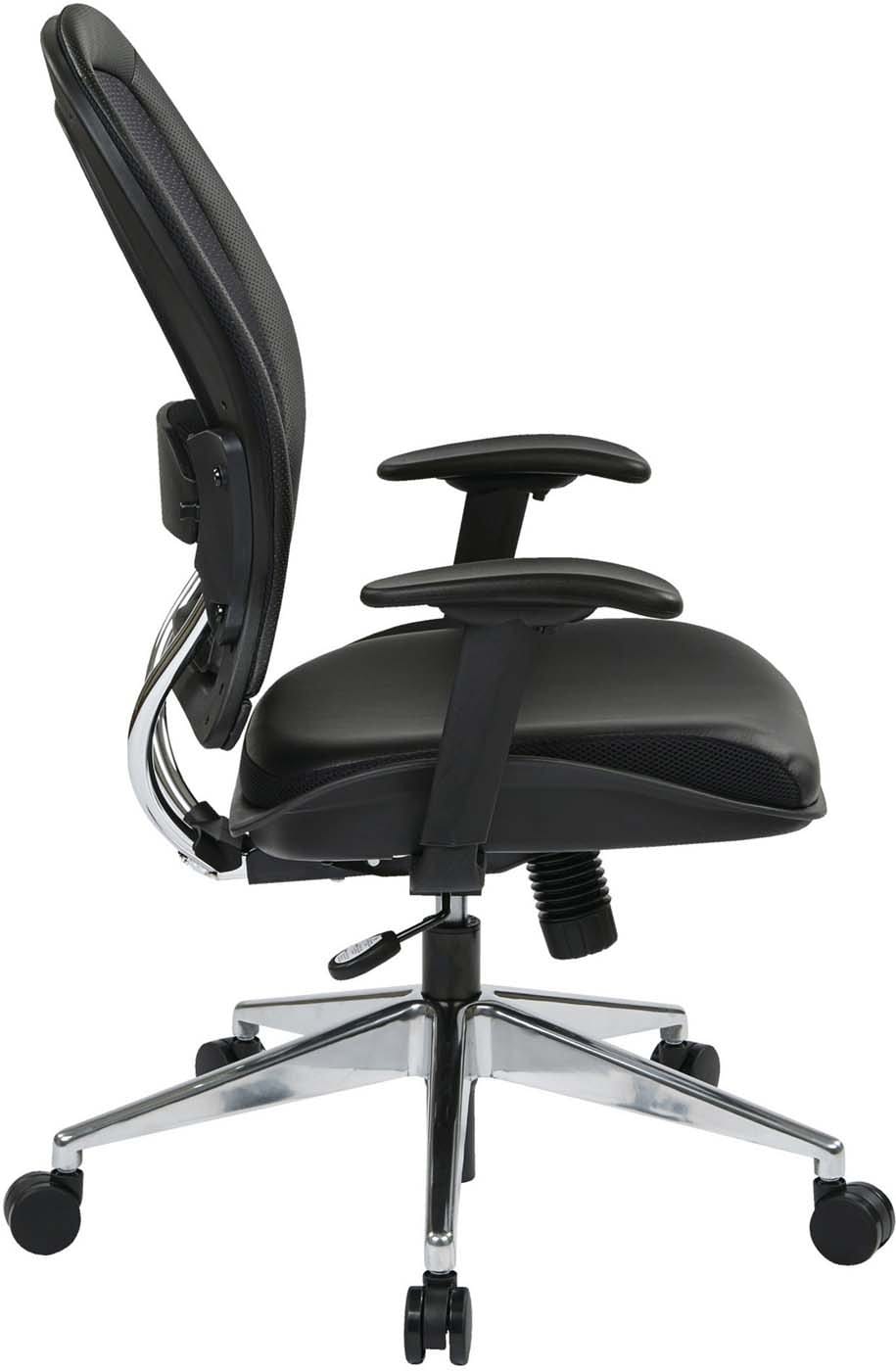 Space Seating® Professional Air Grid® Ergonomic Office Chair with Bonded Leather Seat - Adjustable Lumbar Support for Home & Office Workspace [335 E37P918P]