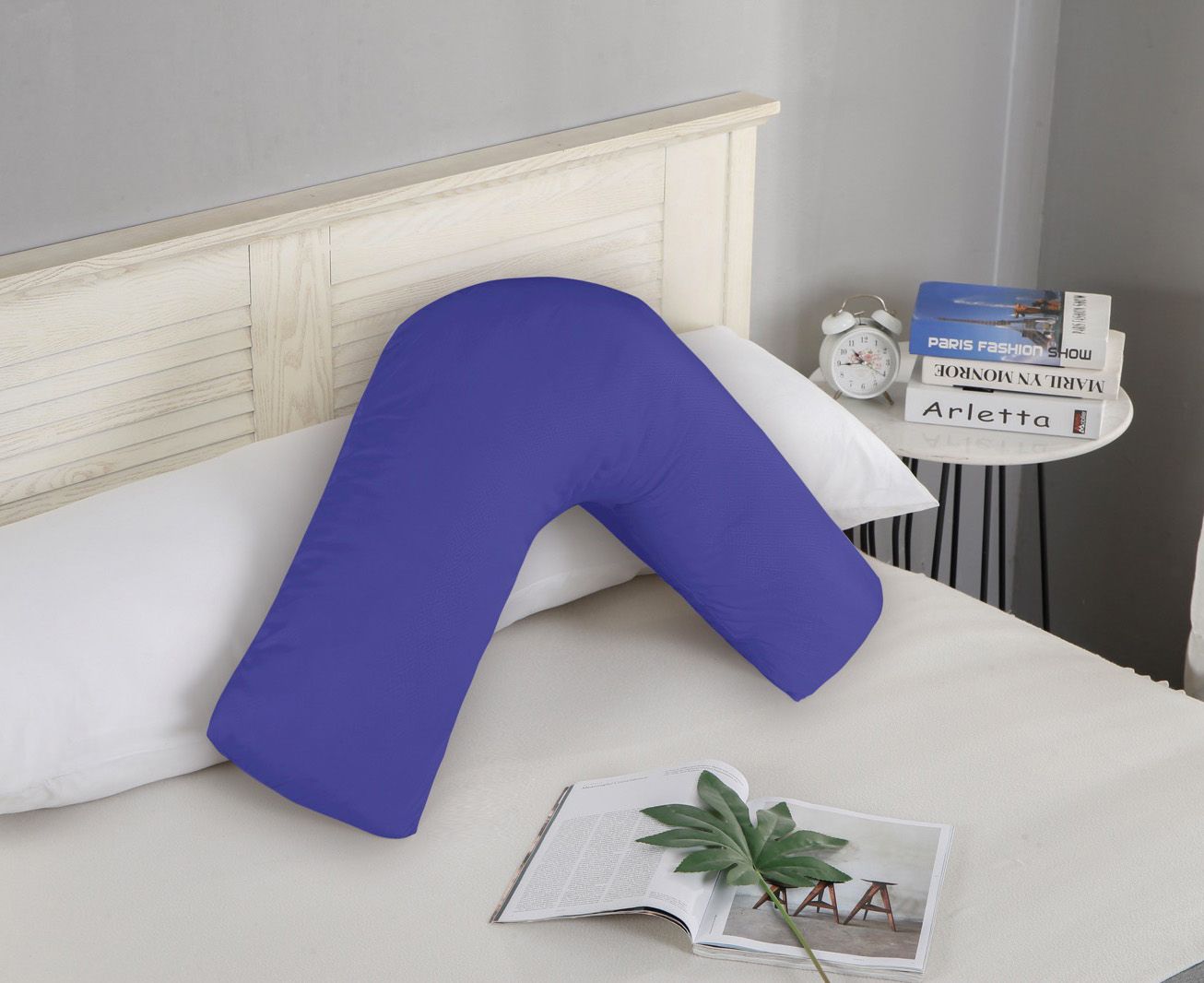 1000TC Premium Ultra Soft V-Shape Pillowcase - Royal Blue - Luxury Bedding for Side Sleepers & Neck Support - Perfect for Home, Hotel, and Travel Use