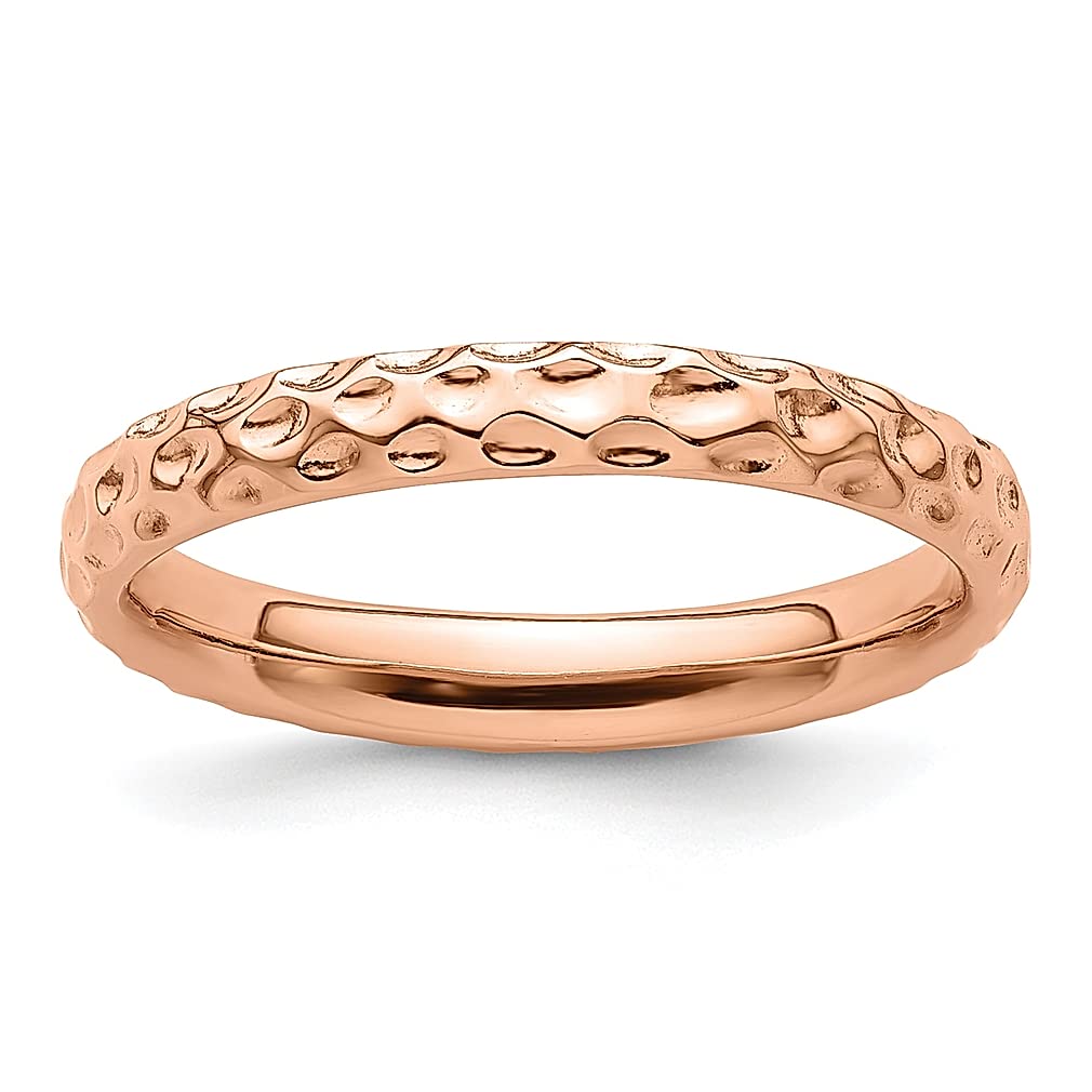 925 Sterling Silver Pink Plated Stackable Band Ring for Women - Textured Fashion Jewelry, Perfect Gift for Her - Ideal for Everyday Wear, Date Nights & Special Occasions
