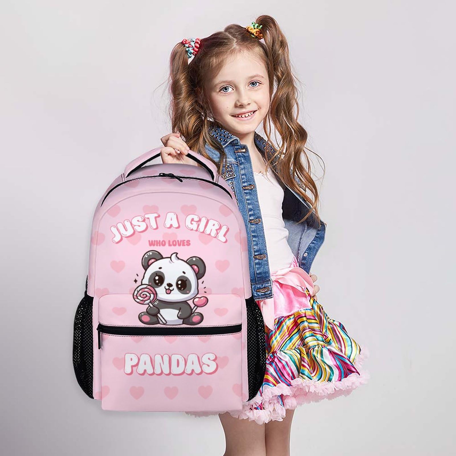 Cute Panda Backpack for Girls - 17 Inch Lightweight School Bookbag for Kids & Teens - Perfect for School, Travel, and Daily Use