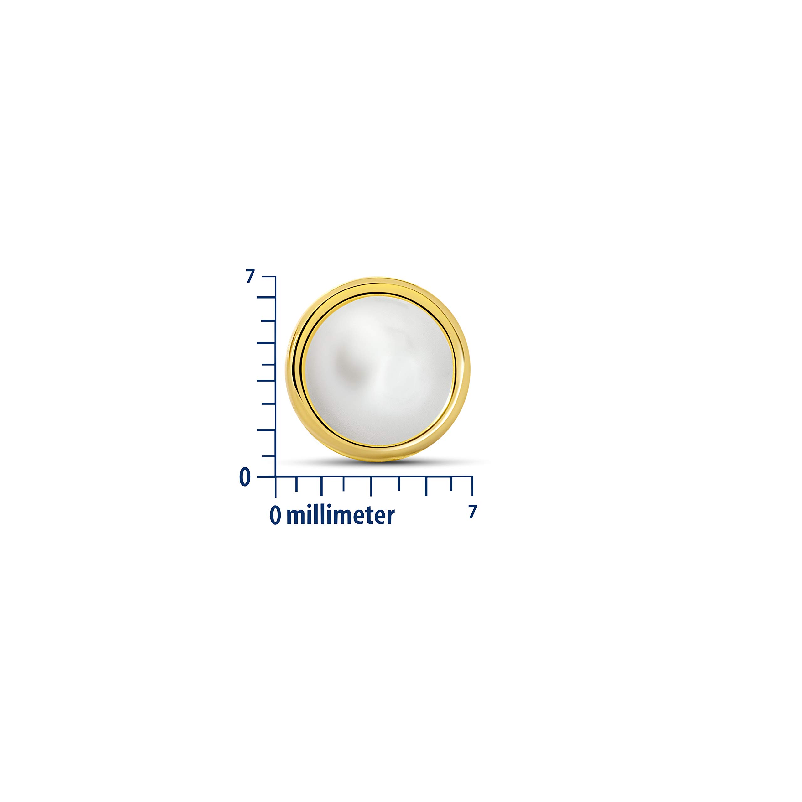 Miore 9K (375) Yellow Gold Cultured Pearl Stud Earrings for Women - 7mm Round Pearl Earrings, Elegant Jewelry Gift for Her - Perfect for Weddings, Parties & Everyday Wear
