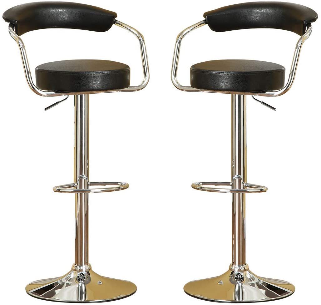 Modern Black Bar Stools Set of 2 - Adjustable Height Swivel Counter Stools for Kitchen Island, Breakfast Bar & Home Decor - Contemporary Style Bar Chairs for Dining & Entertaining