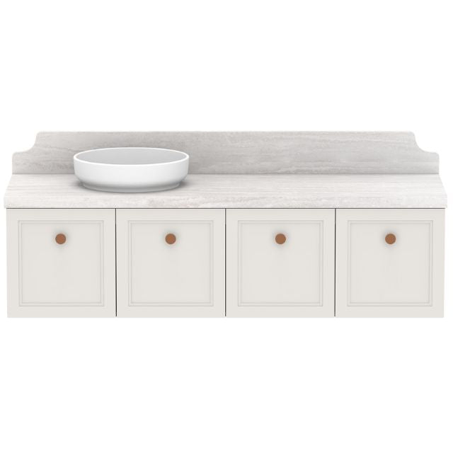 ADP Mabel Wall Mounted Vanity with Cherry Pie Premium Solid Surface Countertop - Modern Bathroom Sink for Small Spaces & Powder Rooms