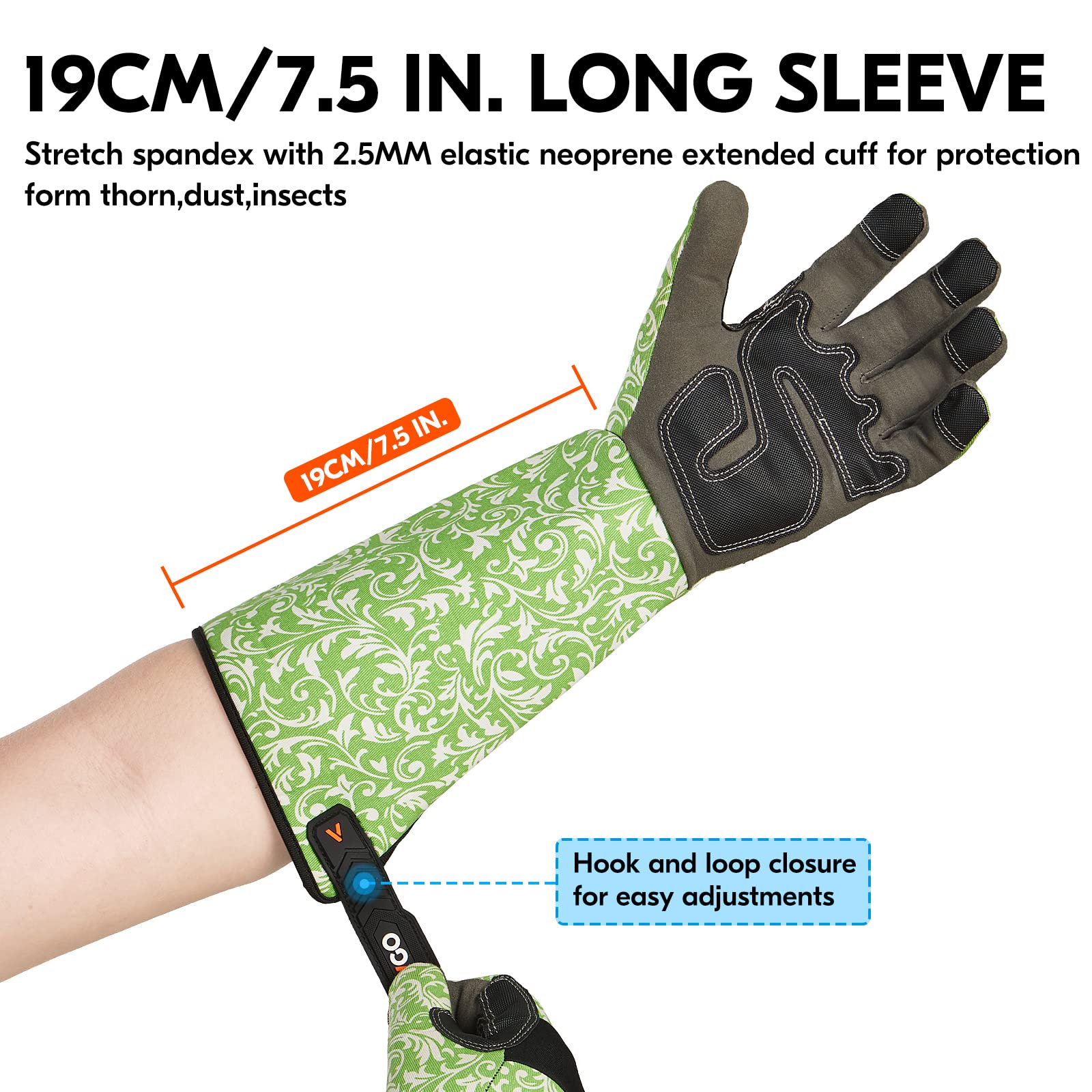Vgo Women's Gardening Gloves - Long Sleeve Safety Work Gloves with Puncture Proof Protection & Touchscreen Compatibility (Size XS, Green, AL6608-FM) - Perfect for Outdoor Planting, Landscaping & Farm Work