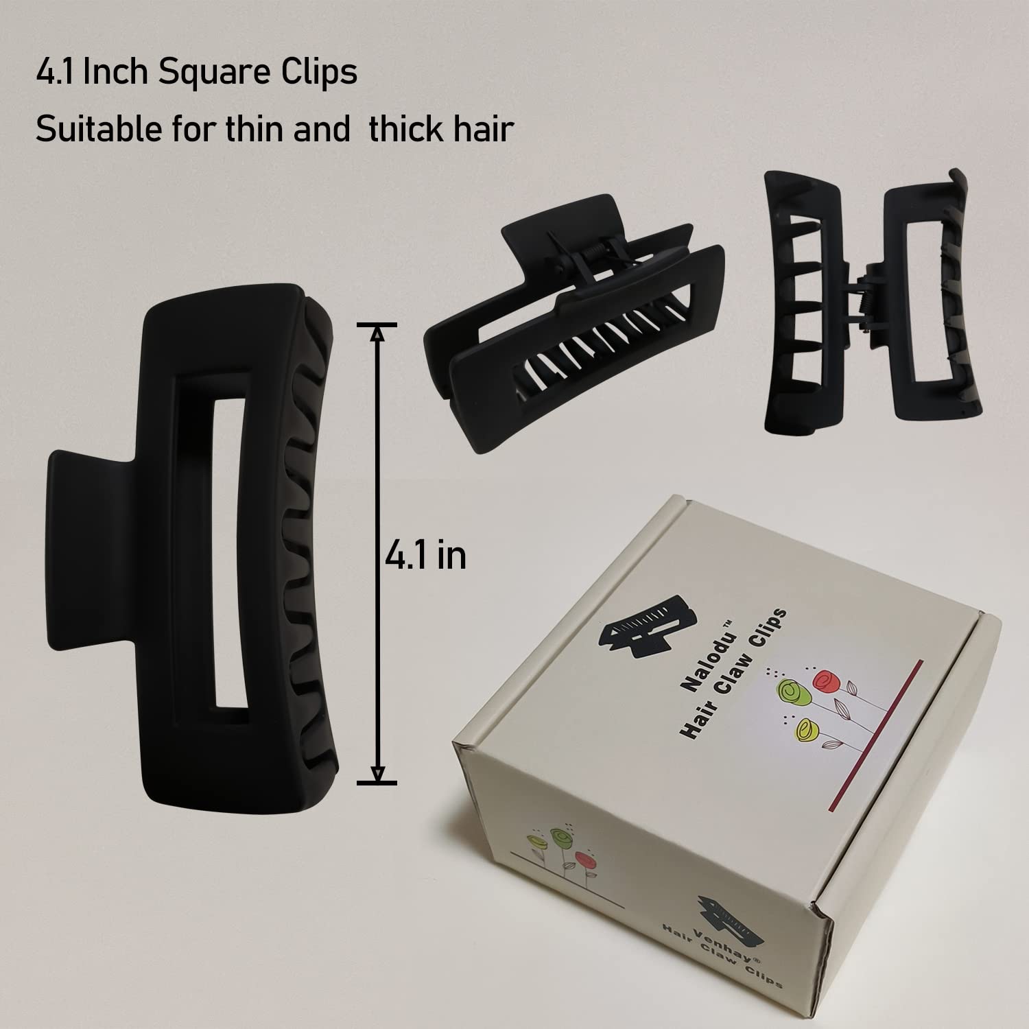 4 Inch Matte No Slip Large Hair Claw Clips for Women with Thick Hair - 3 Pack (3 Colors) | Perfect for Updos, Ponytails & Everyday Hairstyles