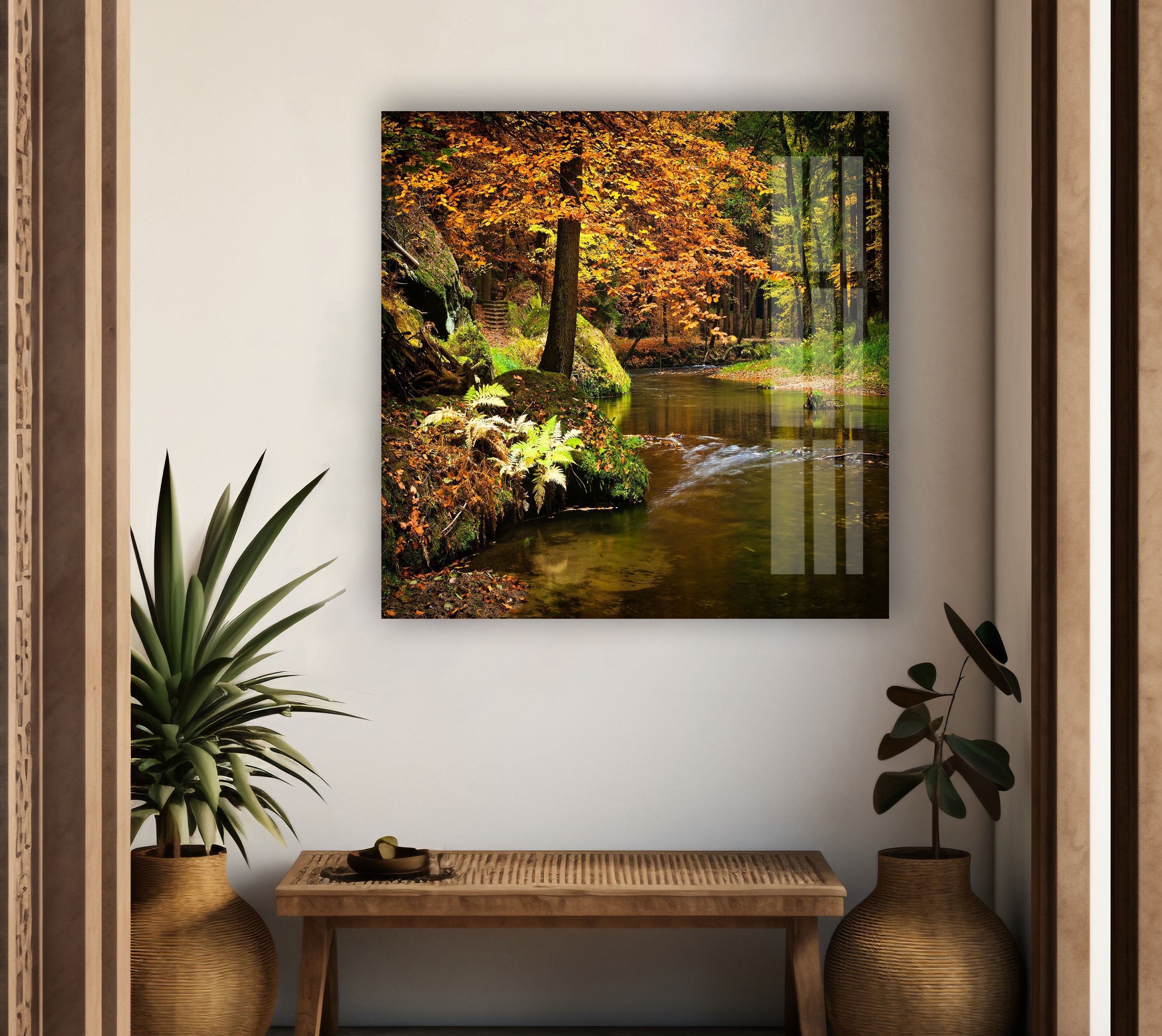 Autumn Forest River Landscape Wall Art - Nature Inspired Canvas Print for Home & Office Decor | Perfect for Living Room, Bedroom & Office Spaces