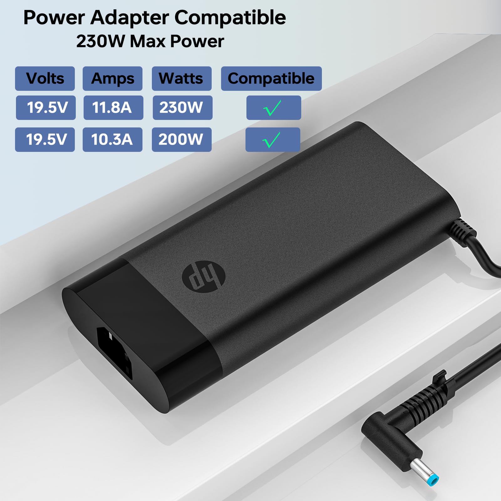 230W Laptop Charger M41303-001 Compatible with HP Omen 15 16 & Victus Gaming Laptop 16-r000 16-r0097nr ZBook Fury 16 G9 G10 M35733-001 - 19.5V 11.8A AC Power Adapter for Gaming, Work & Travel