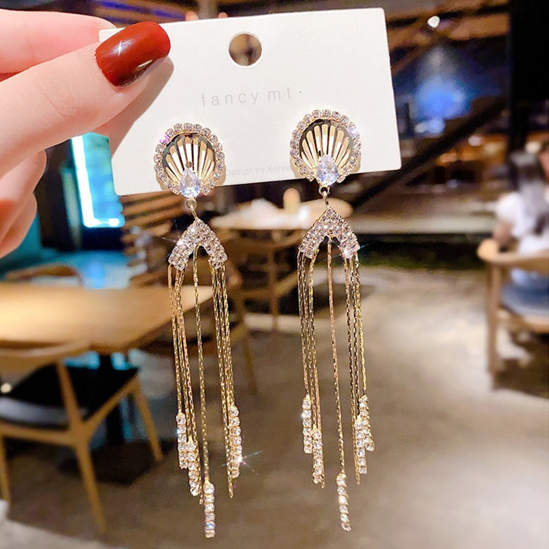 Elegant Women's Long Pearl Tassel Drop Earrings - Perfect for Weddings, Parties & Special Occasions