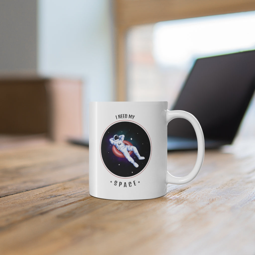 11oz Ceramic Coffee Mug with 'I Need My Space' Funny Graphic - Perfect for Office, Home, or Gifts