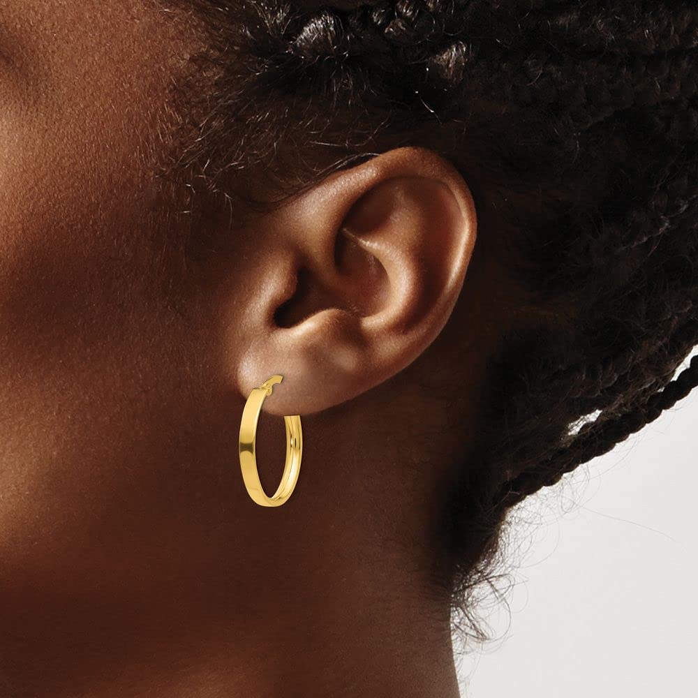 14k Yellow Gold Oval Tube Hoop Earrings - 14mm x 3mm Dainty Minimalist Earrings for Women, Perfect for Everyday Wear & Special Occasions