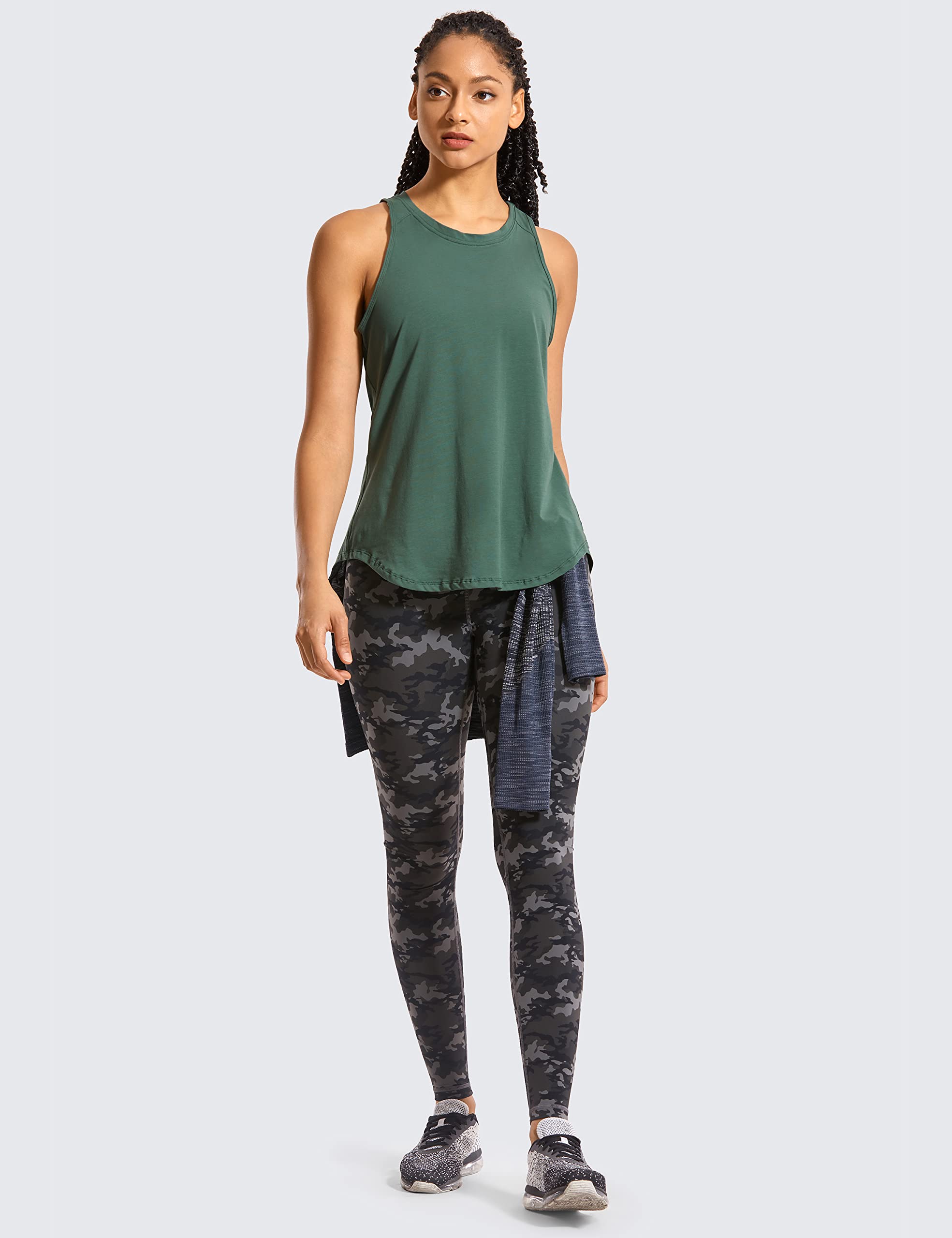 CRZ YOGA Women's Pima Cotton Workout Tank Top - Breathable Sleeveless Athletic Shirt with Tie Back Design for Yoga, Gym & Running | Perfect for Hot Yoga, Summer Workouts & Casual Wear