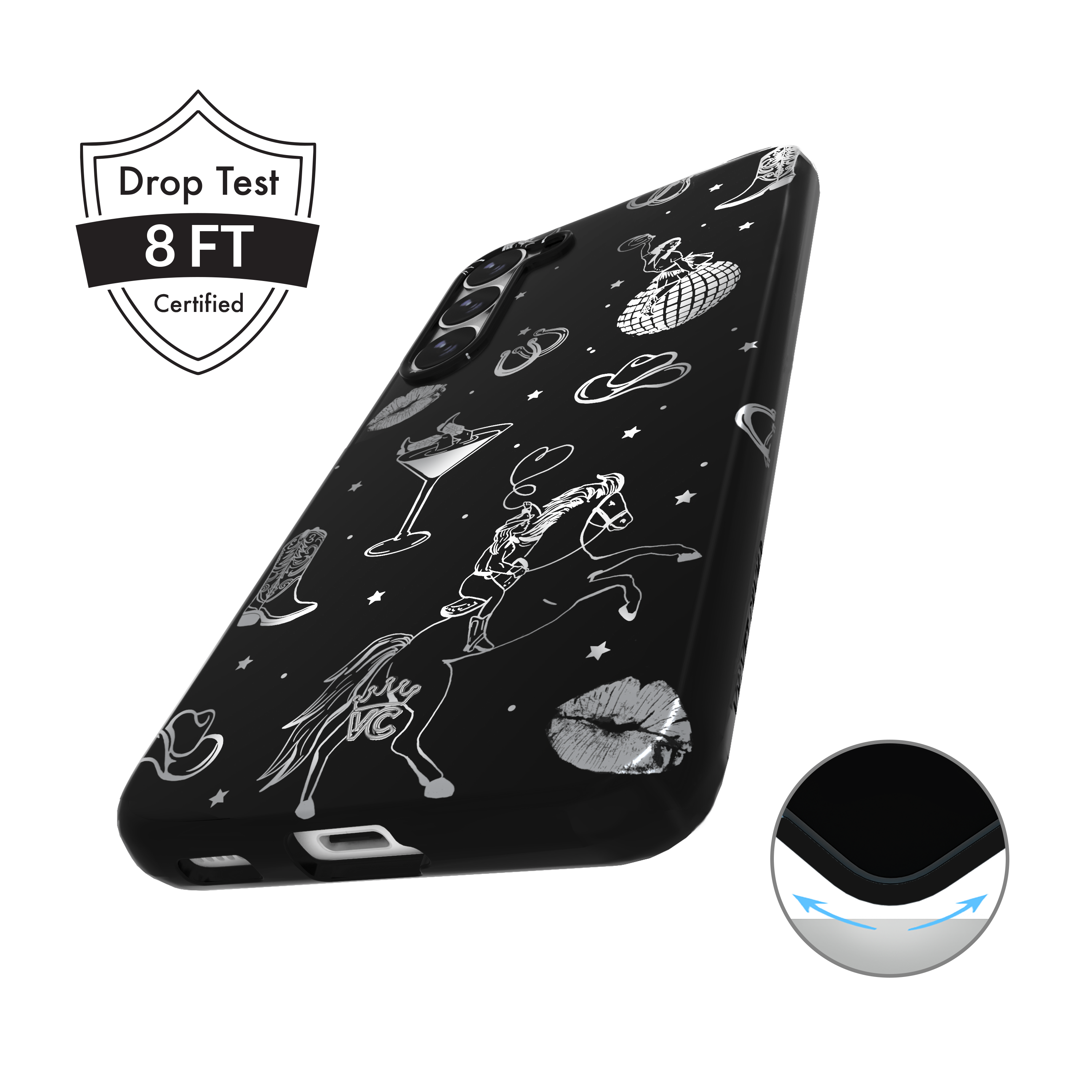 Disco Cowgirl Samsung Phone Case - Trendy Rhinestone Design for Samsung Galaxy S21/S22/S23 - Perfect for Music Festivals & Cowgirl-Themed Parties