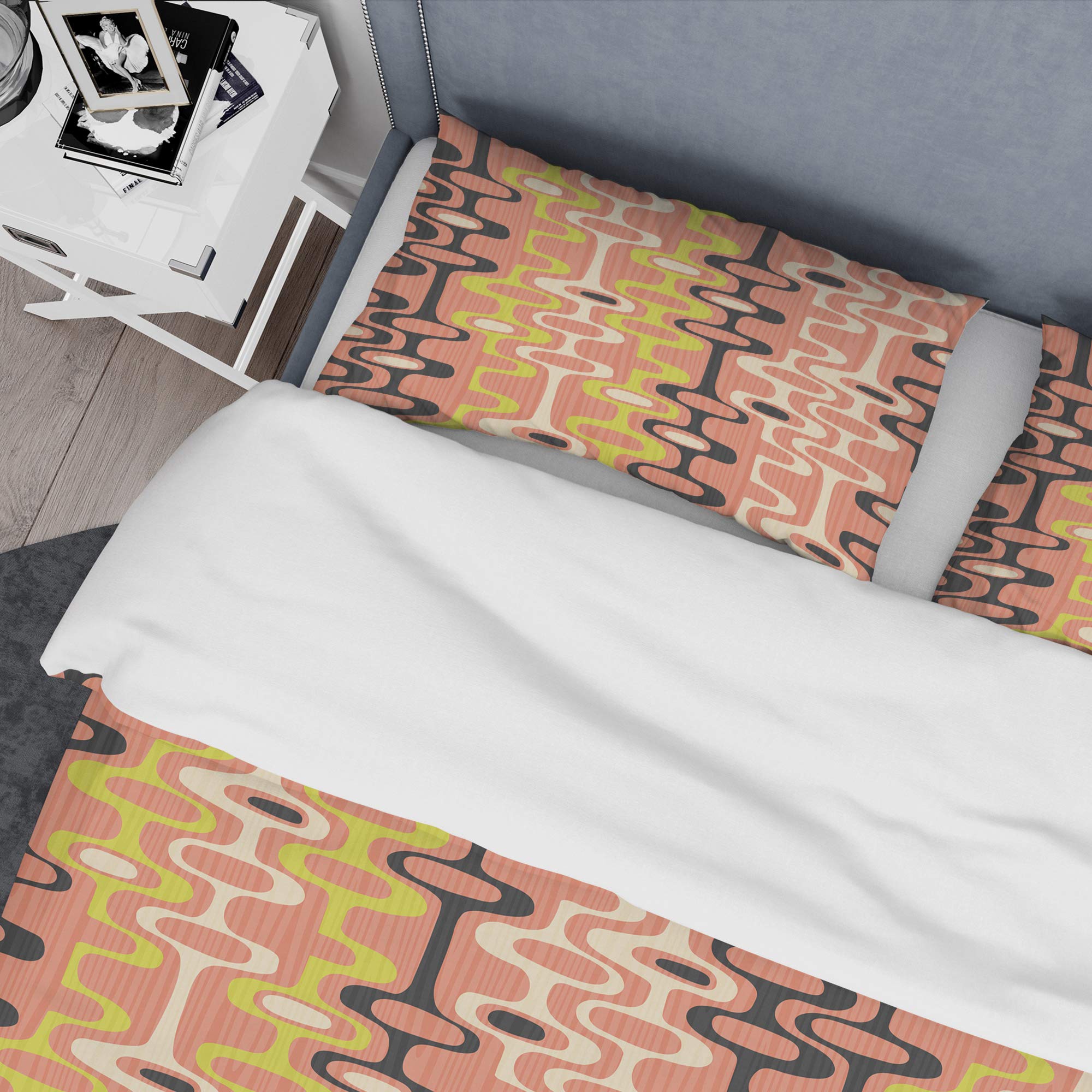 Retro Abstract Design XIII Mid-Century Modern Duvet Cover Set - Orange Twin Size 3-Piece Bedding Set | All Season Comfort for Guest Rooms, Dorms & Cozy Bedrooms