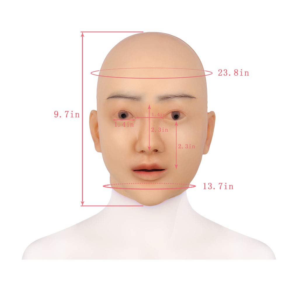 Realistic Silicone Crossdresser Head Mask - Handmade Cosplay Apparel for Transgender & Halloween Costumes | Perfect for Costume Parties, Cosplay Events, and Theatrical Performances