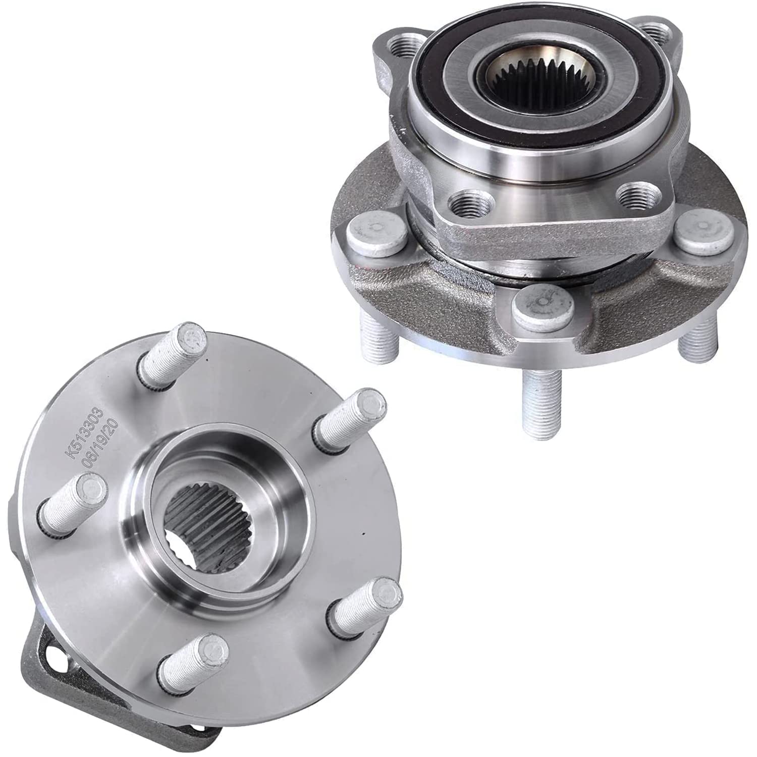 Detroit Axle Front Brake Kit for Subaru Impreza Forester XV Crosstrek - Drilled & Slotted Brake Rotors, Ceramic Brake Pads, Wheel Bearing Hubs & Lug Nuts Replacement | High Performance Braking System for City Driving & Mountain Roads