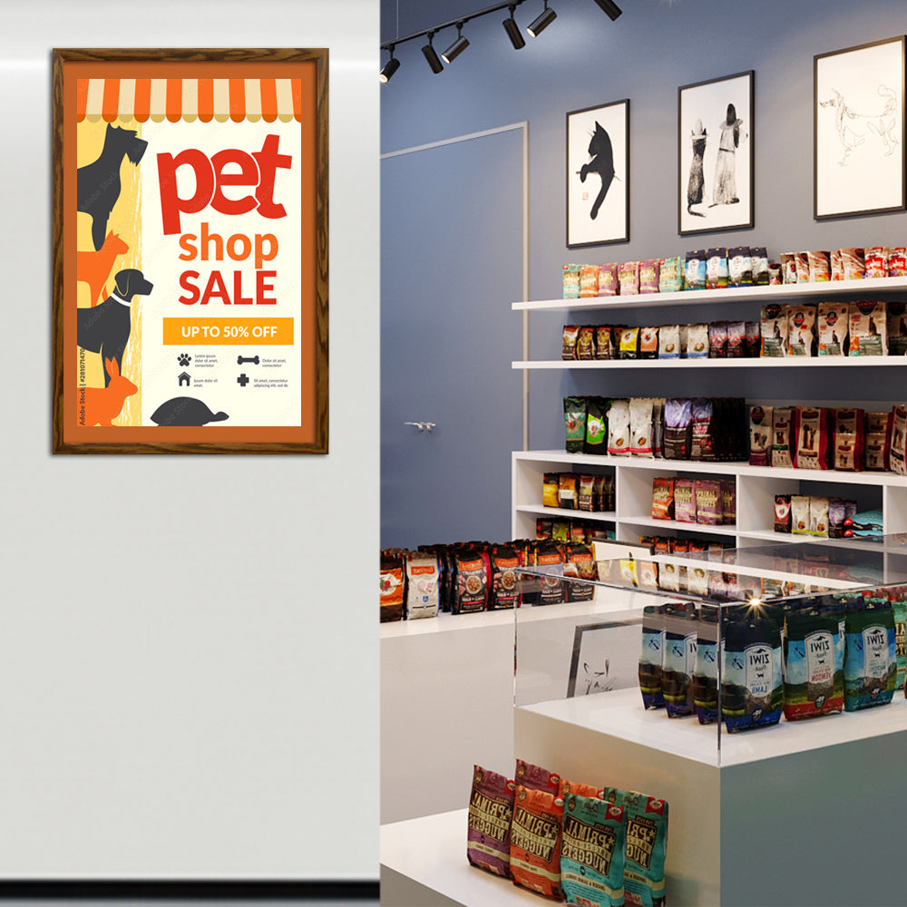 17x22 Designer Wood Snap Frames for Posters - 2 Wide Matboard Included - Perfect for Art Displays, Home Decor & Office Presentations