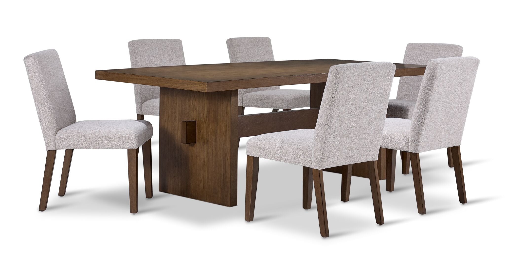 7-Piece Biscotti Dining Set in Light Brown - Modern Kitchen & Dining Room Furniture for Small Spaces