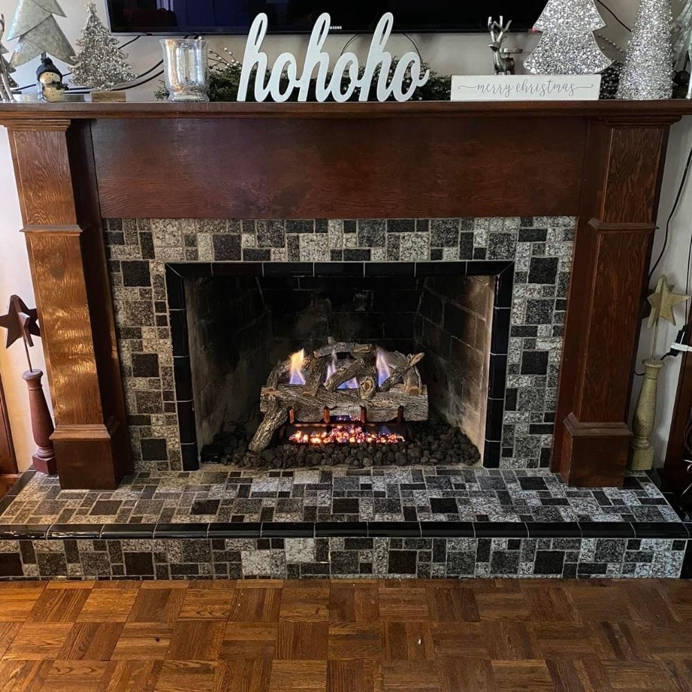 Weathered Oak Vent Free Gas Logs for Indoor Fireplace - Realistic Grand Canyon Style for Cozy Home Ambiance