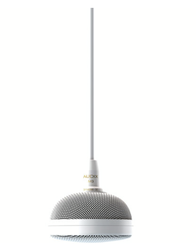 Audix M3W Tri-Element Hanging Ceiling Microphone - Professional Studio Condenser Mic for Conference Rooms, Churches & Auditoriums (White)