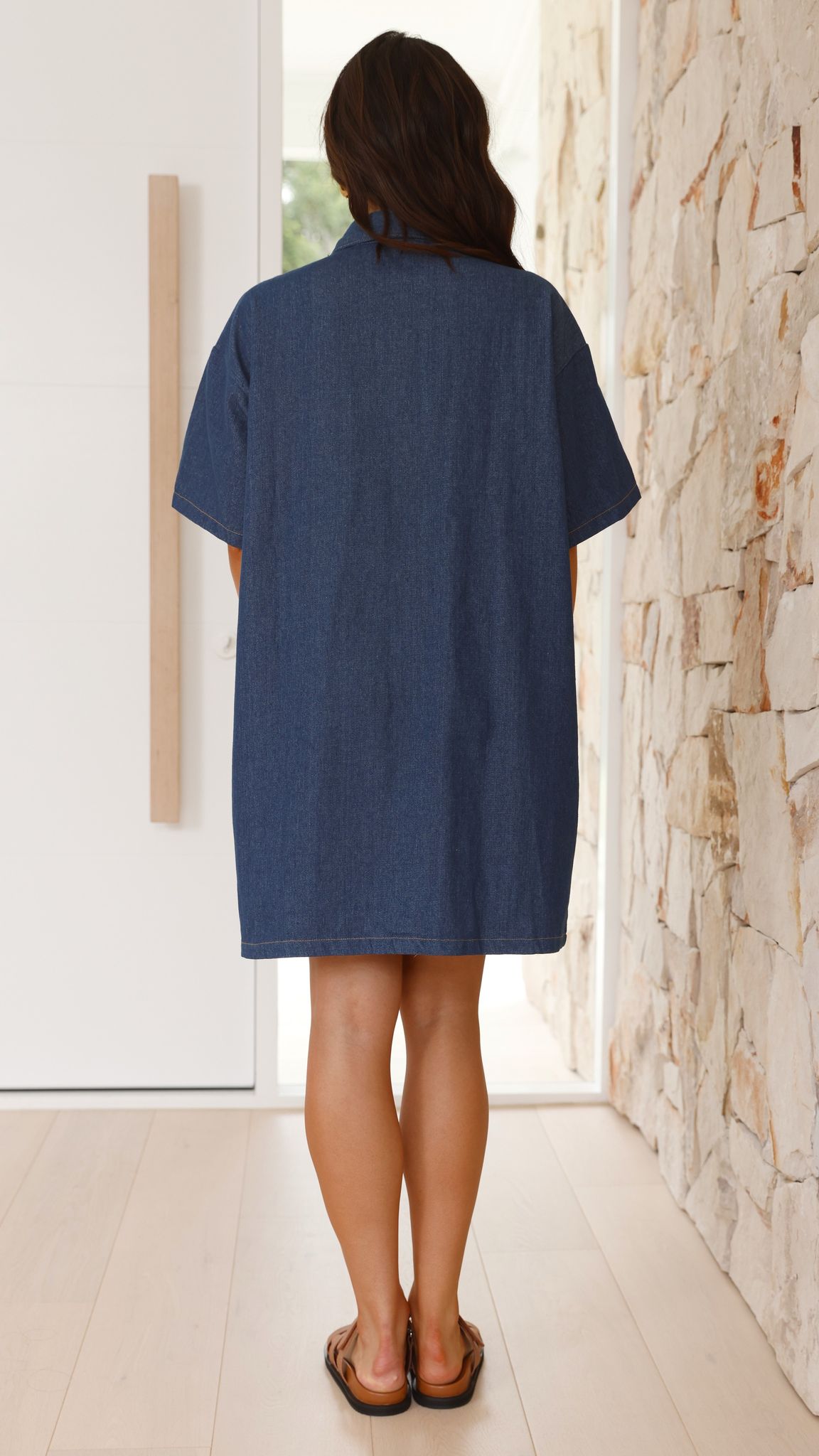 Laksha Mini Dress for Women - Dark Denim Stretch Denim Short Sleeve Casual Dress | Perfect for Summer, Beach, Party & Date Night