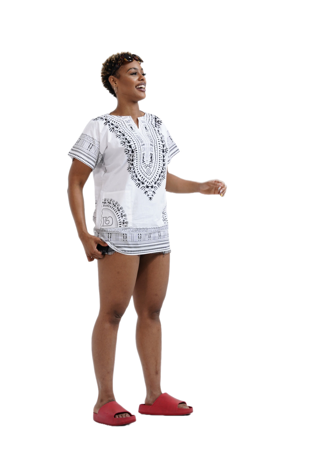 African Print Dashiki Shirt for Men & Women | White Unisex African Tunic | Festival Wear, Cruise Outfit, Concert Attire | DP3830M | Perfect for Cultural Events, Beach Vacations & Summer Parties