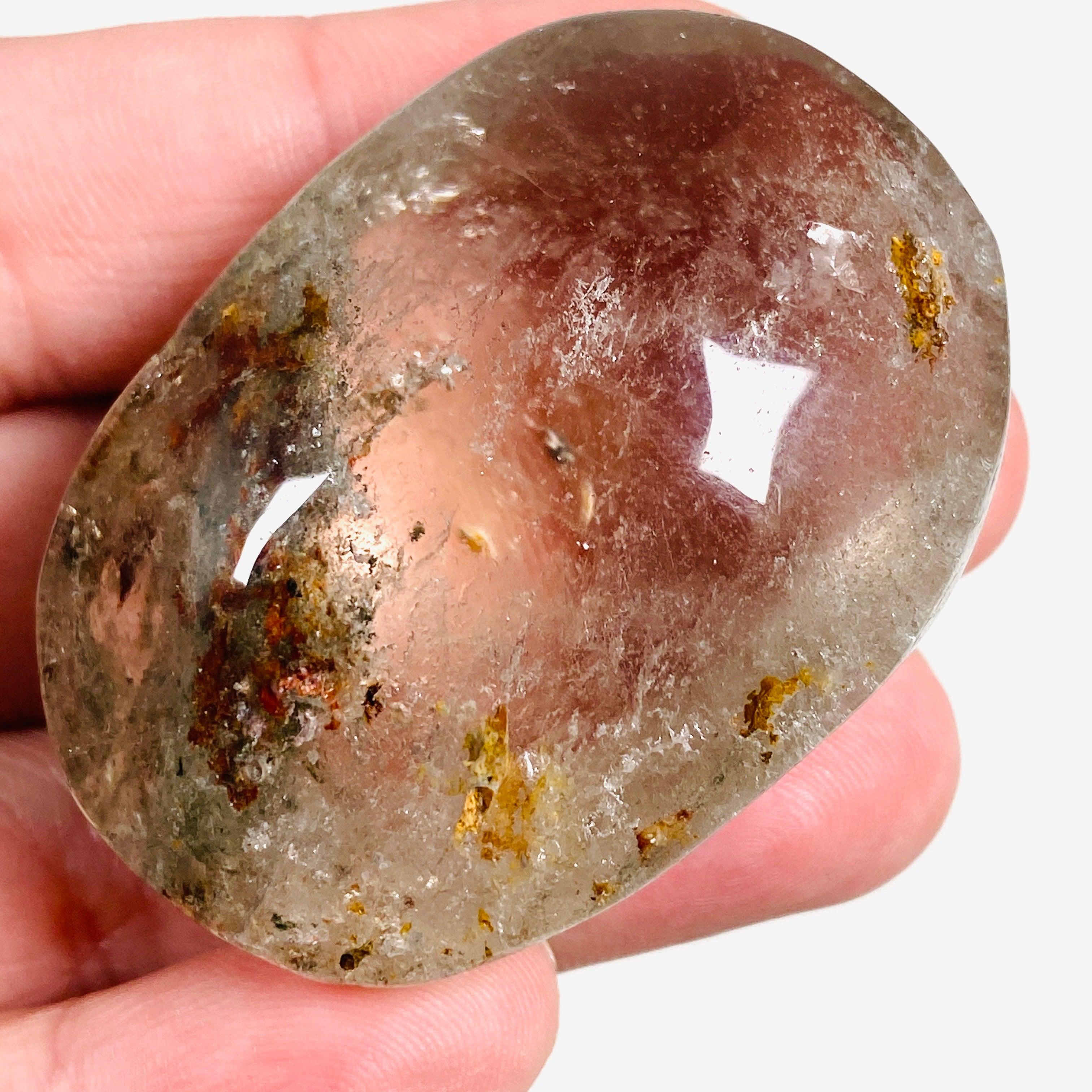 Natural Garden Quartz (Lodolite) Palm Stone 60-89mm - Healing Crystal for Meditation, Reiki & Home Decor