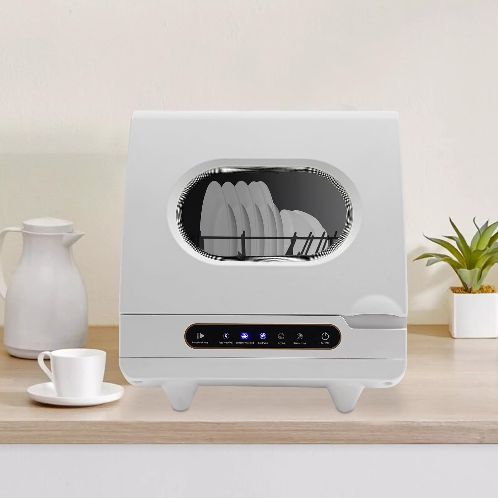 Portable Countertop Dishwasher - Compact 5 Wash Program Mini Dishwasher with Leak-Proof Technology for Small Spaces, Apartments, Dorms & RVs | Perfect for Kitchen Countertops, Studio Living & Camping