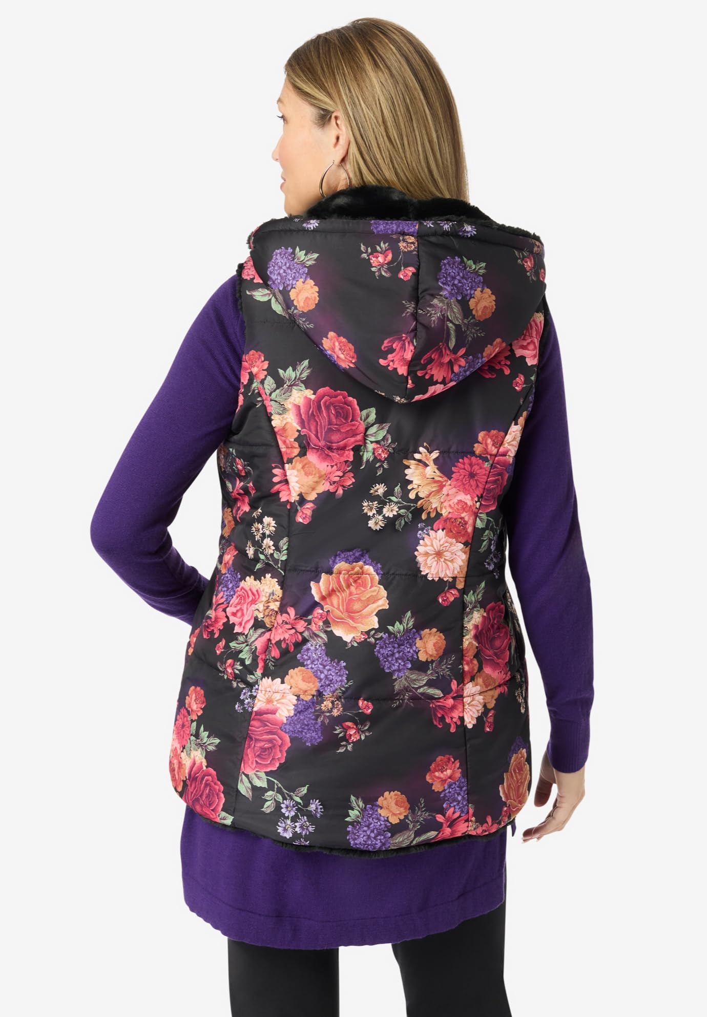 Roaman's Women's Plus Size Reversible Faux Fur Vest - Cozy Winter Fashion for Plus Size Ladies | Perfect for Outdoor Activities & Casual Wear