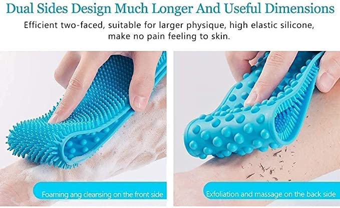 Piercell Silicone Back Scrubber - Double Sided Shower Scrubber Belt for Exfoliating & Cleansing - Waterproof Body Brush for Adults & Baby - Perfect for Bath, Shower & Spa Relaxation