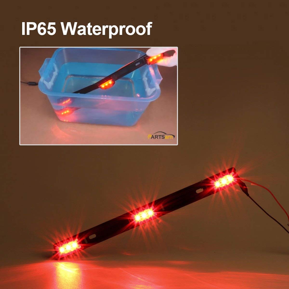 Partsam 12V LED Boat & Trailer Light Kit - Waterproof Square Submersible Lights with Stop/Tail/Turn Signals & 14.17