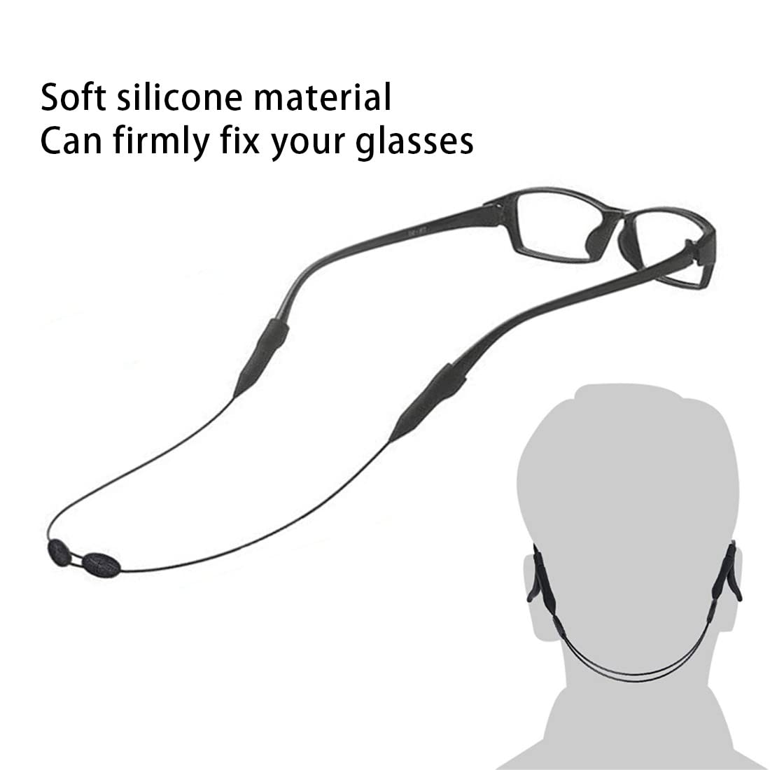 **3 Pack Sports Glasses Straps for Men & Women - Adjustable Universal 25-40cm, Secure Fit for All Frame Glasses - Includes 6 Ear Hooks - Perfect for Running, Cycling & Outdoor Activities**