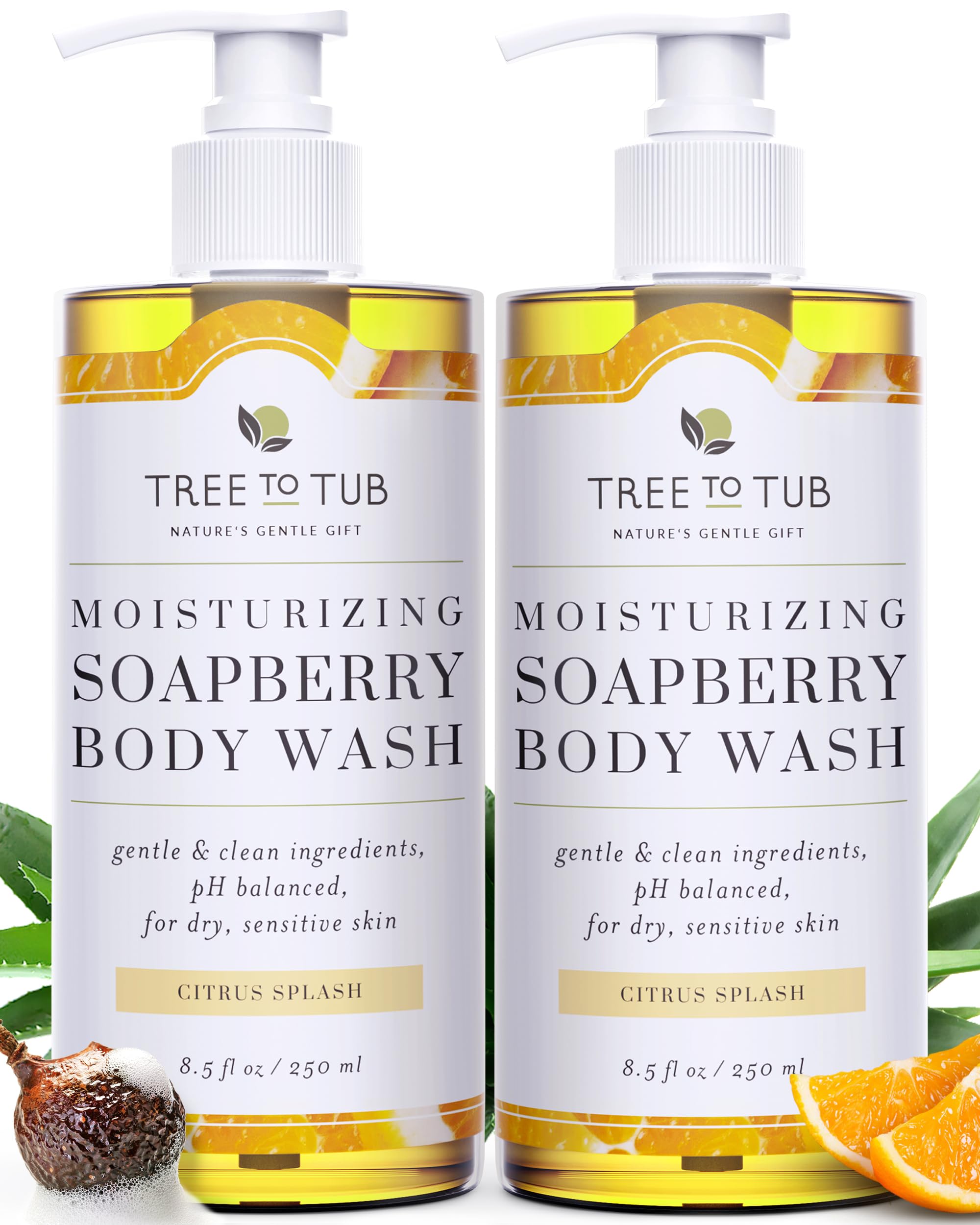 Tree to Tub Citrus Body Wash for Dry & Sensitive Skin - pH Balanced Moisturizing Shower Gel, Sulfate-Free Hydrating Body Wash for Women & Men - Perfect for Daily Shower & Post-Workout Refreshment