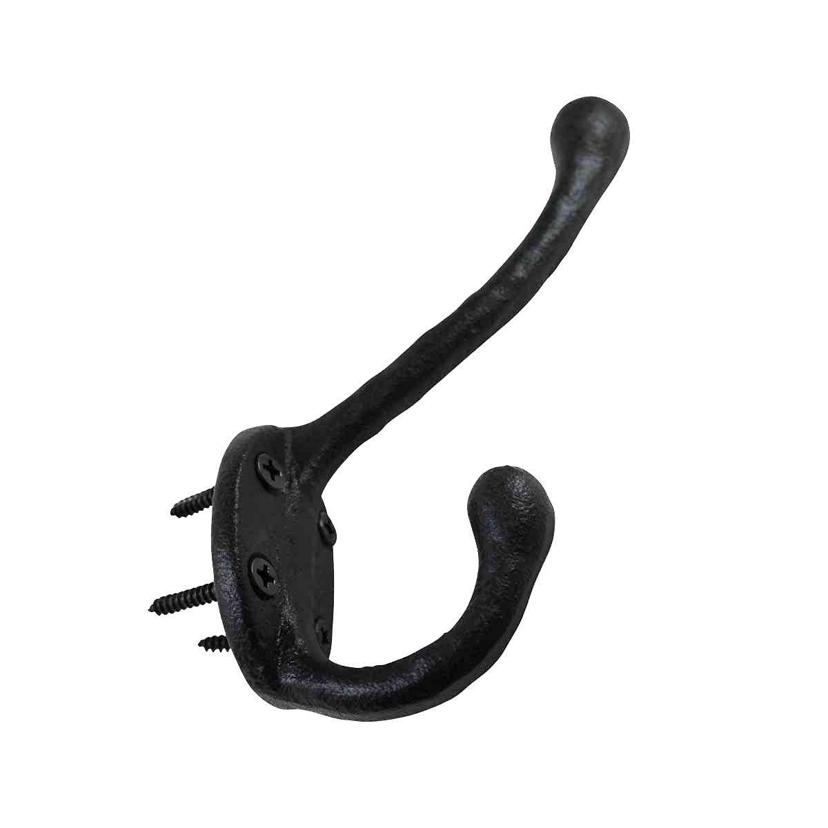 Black Wrought Iron Double Coat Hooks - 5 Inch Rustic Wall Mounted Hangers for Entryway, Bathroom & Bedroom - Pack of 10 with Hardware - Rust Resistant for Jackets, Hats & Towels (Home Decor & Organization)
