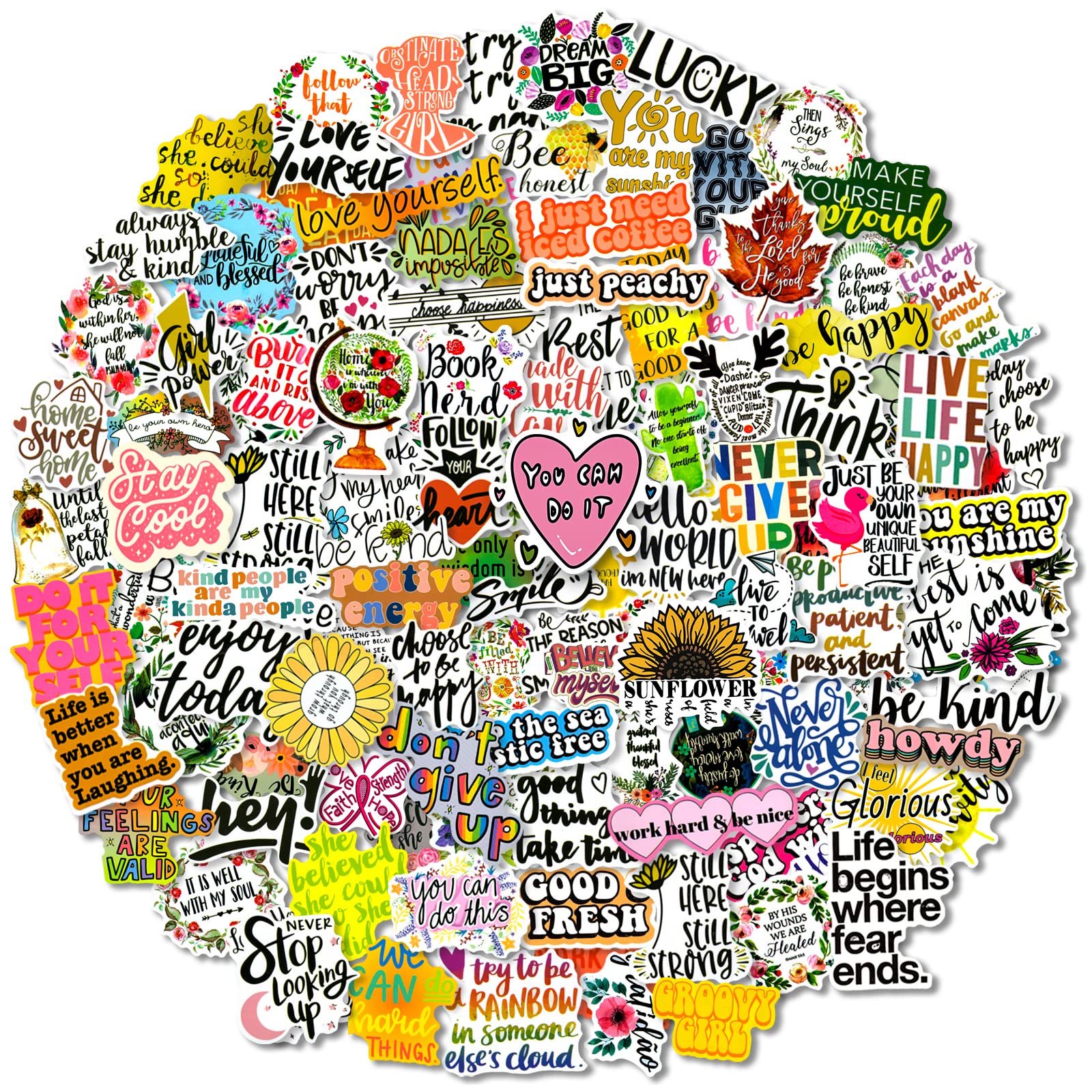 200Pcs Motivational Stickers - Inspirational Quote Stickers for Adults, Students, Teachers & Employees - Waterproof Vinyl Stickers for Water Bottles, Laptops, Scrapbooks & Journals - Perfect for Office, School, Planner & DIY Projects