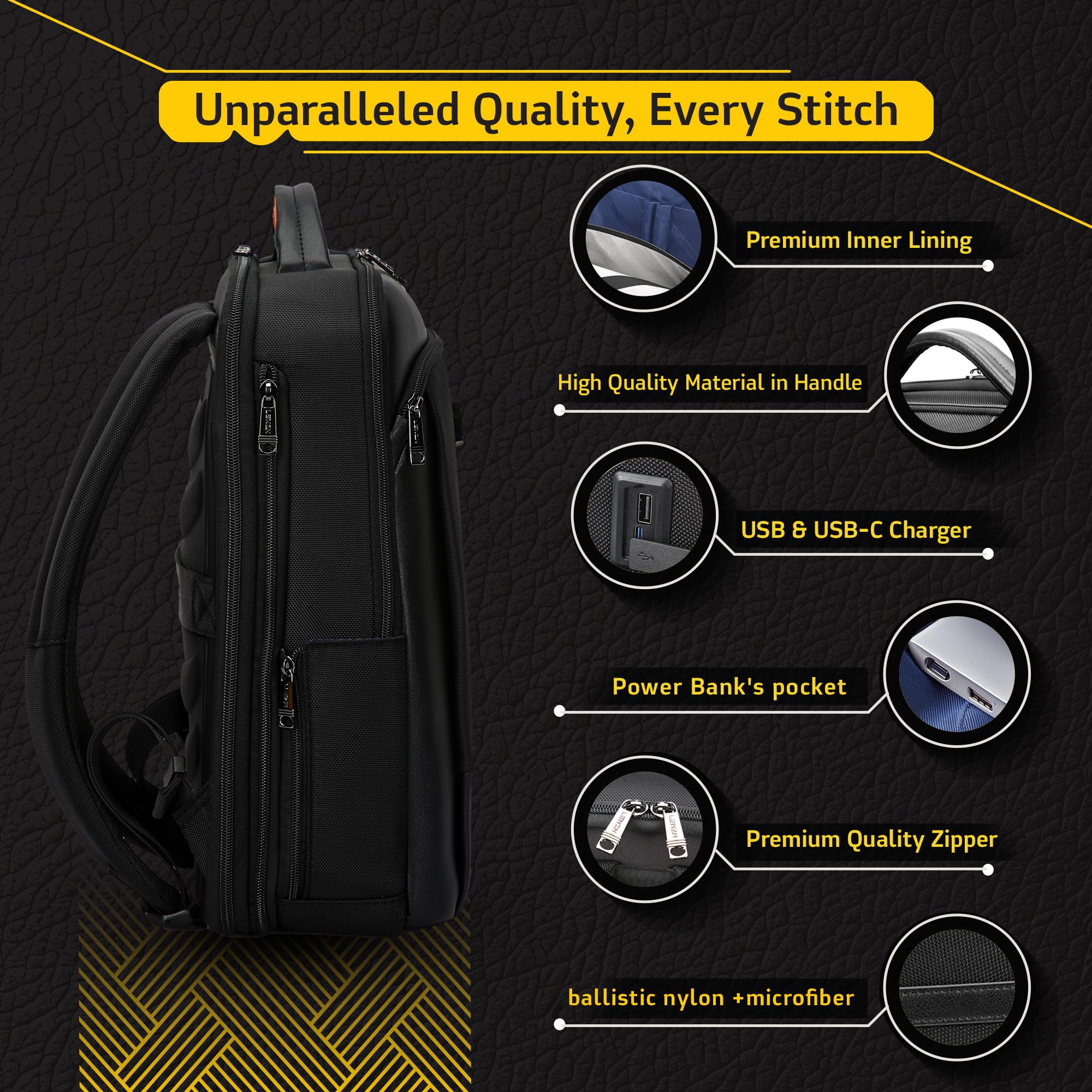 Laptop Business Backpack for Men & Women - Durable Nylon Work Backpack with USB Charging Port, Anti-Theft Pocket, Multiple Compartments, Fits 15.6 Inch Laptop - Ideal for Office, Travel, and Daily Commute