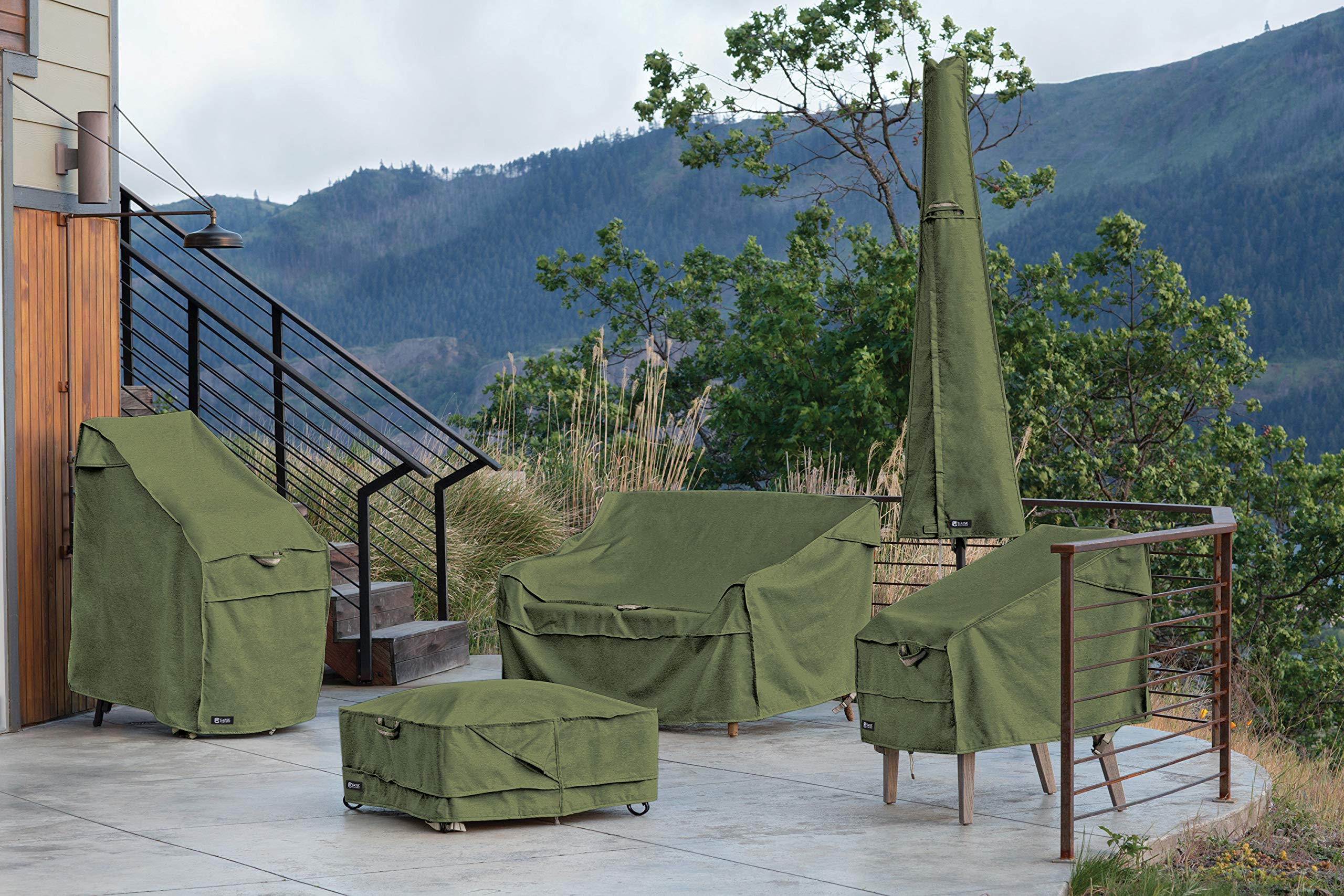 Classic Accessories Montlake FadeSafe Water-Resistant 58 Inch Patio Bench Cover, Heather Fern - Perfect for Outdoor Furniture Protection