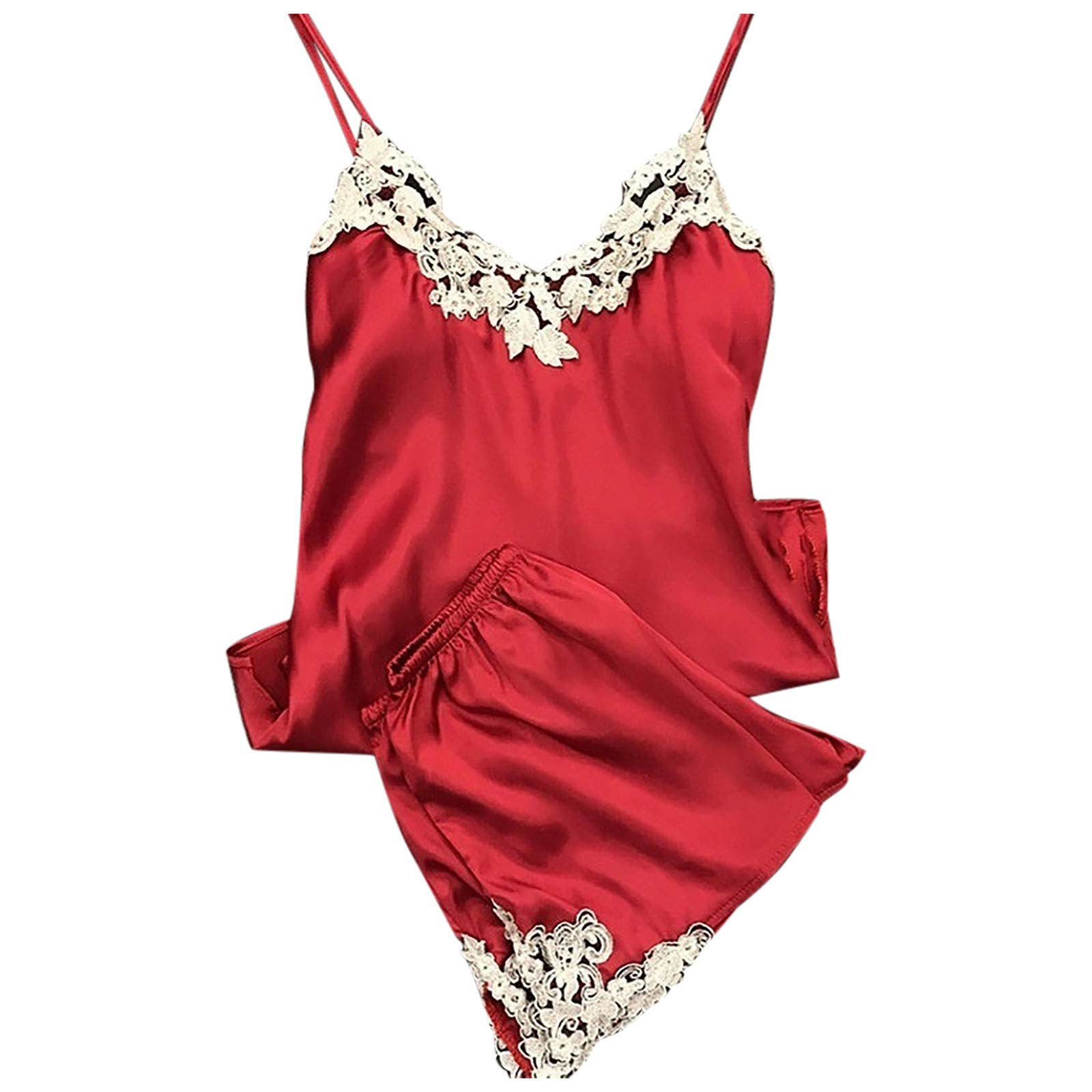 Women's 2-Piece Vest Blouse & Shorts Set - Lace Sleeveless Casual Outfit | Summer Lingerie & Lounge Wear for Women | Perfect for Beach, Vacation & Date Nights