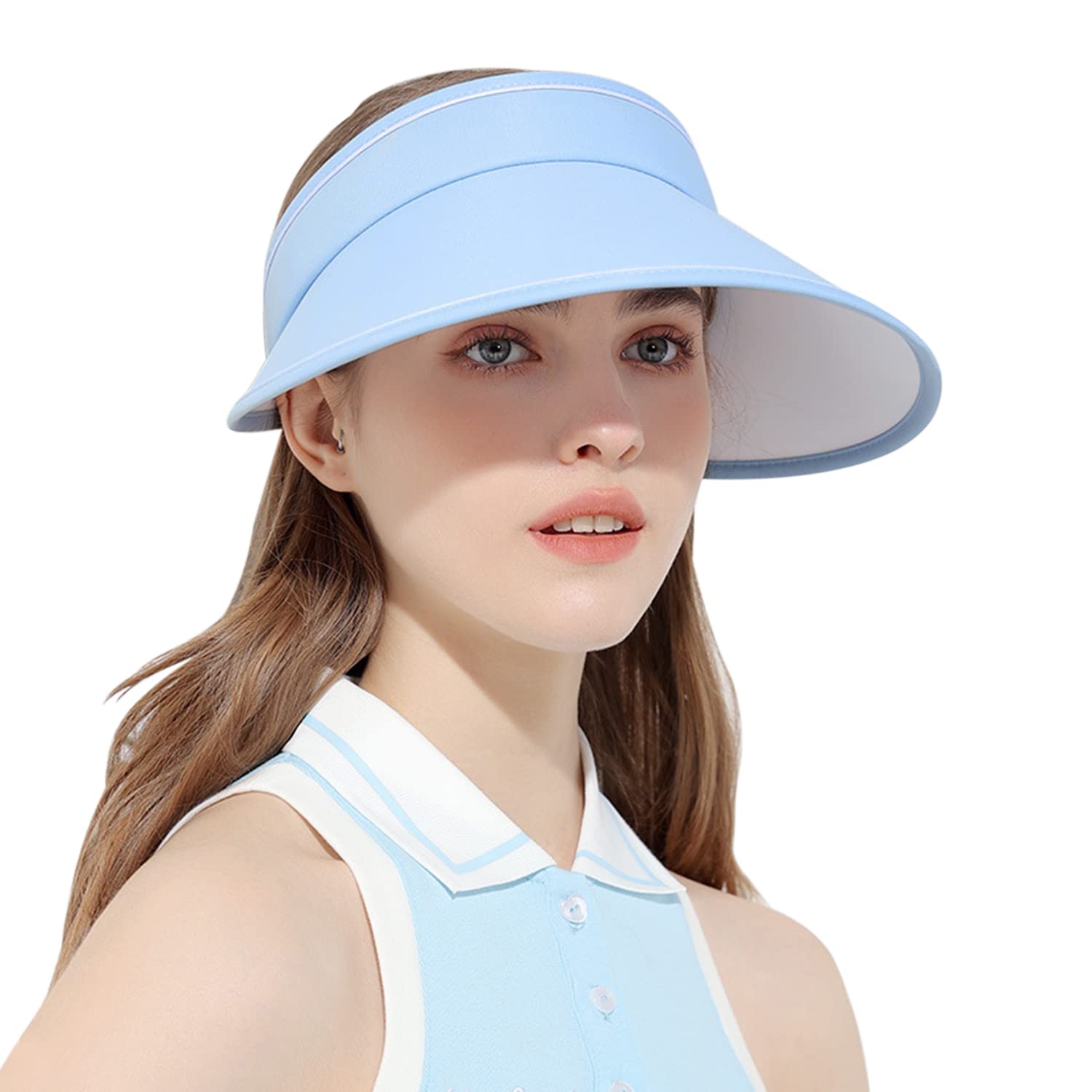 AUXFRE Women's Wide Brim Sun Visor Hat - Adjustable Summer Beach Visor for Golf, Tennis & Outdoor Sports | UV Protection Sun Hat for Running, Hiking & Travel