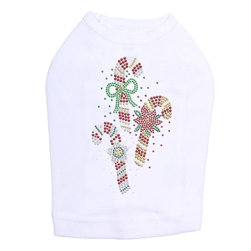 Sparkling Rhinestone Dog Tank Top for Small Dogs - Christmas Candy Cane Design in Multiple Colors - Perfect for Holiday Parties & Pet Photos