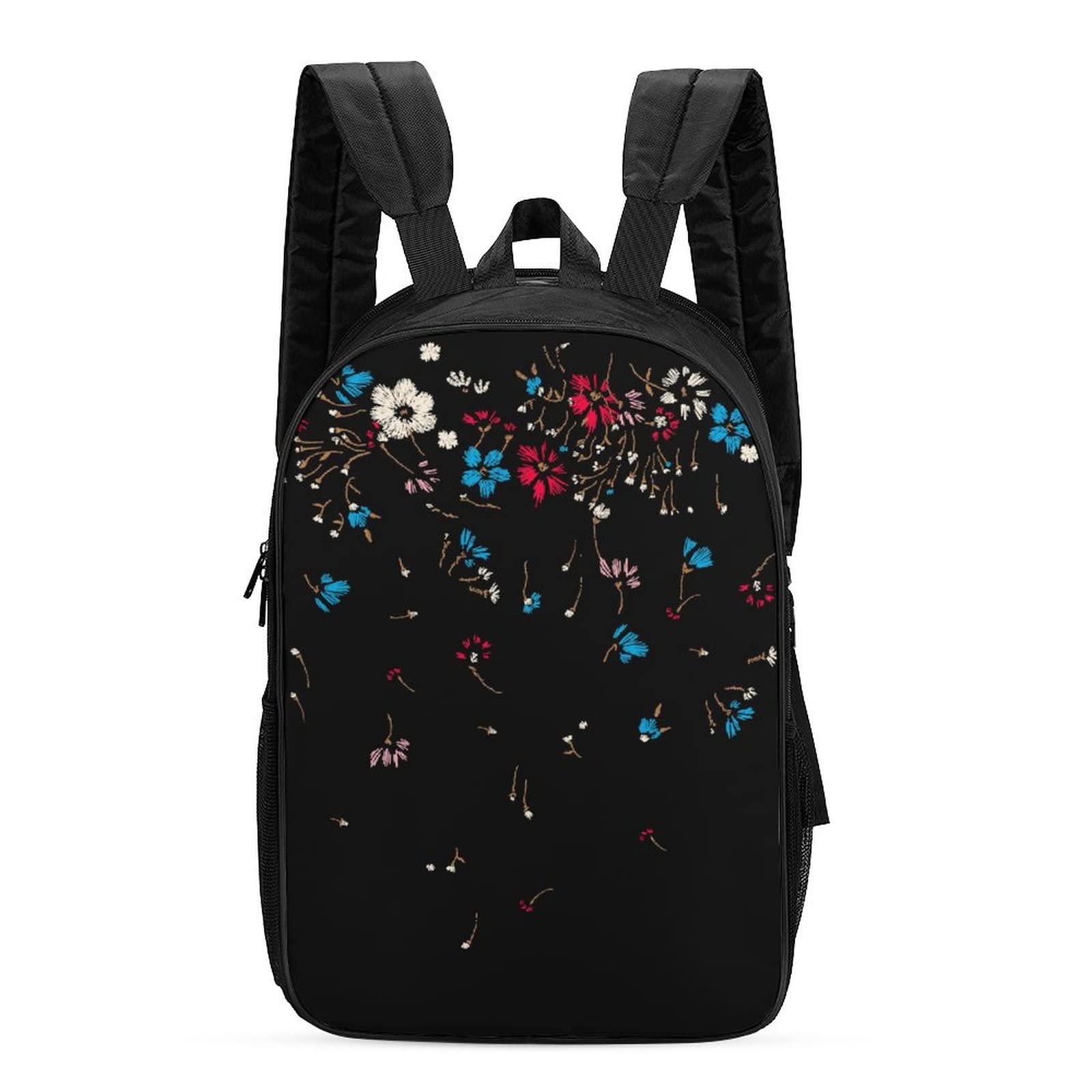 Personalized Printed Teens Casual Backpack for Girls - Lightweight School Bookbag with Colorful Falling Flowers Design - Perfect for School, Travel & Everyday Use