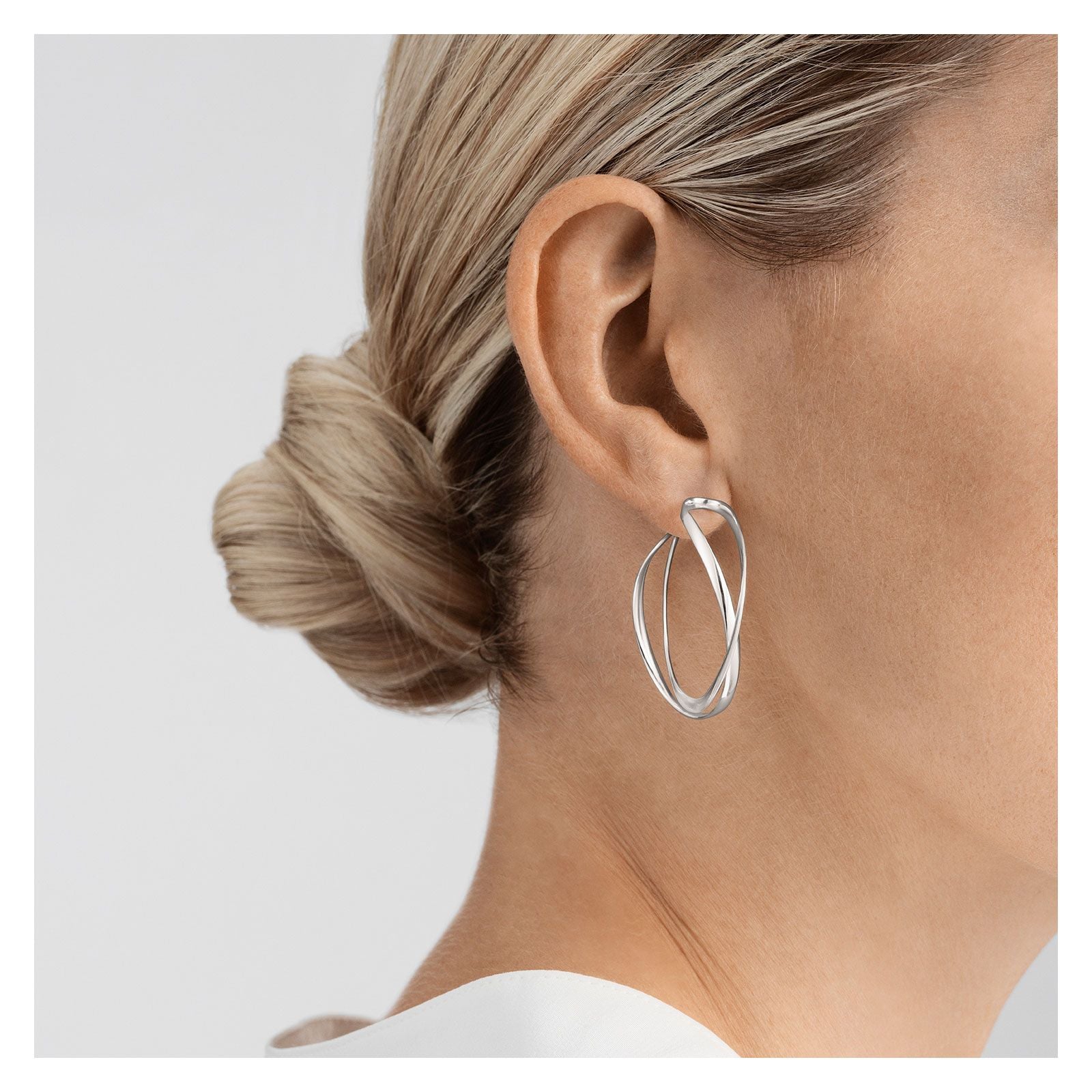 Georg Jensen INFINITY Sterling Silver Hoop Earrings for Women - Large Size 3539267 | Elegant Jewelry for Parties, Weddings & Special Occasions
