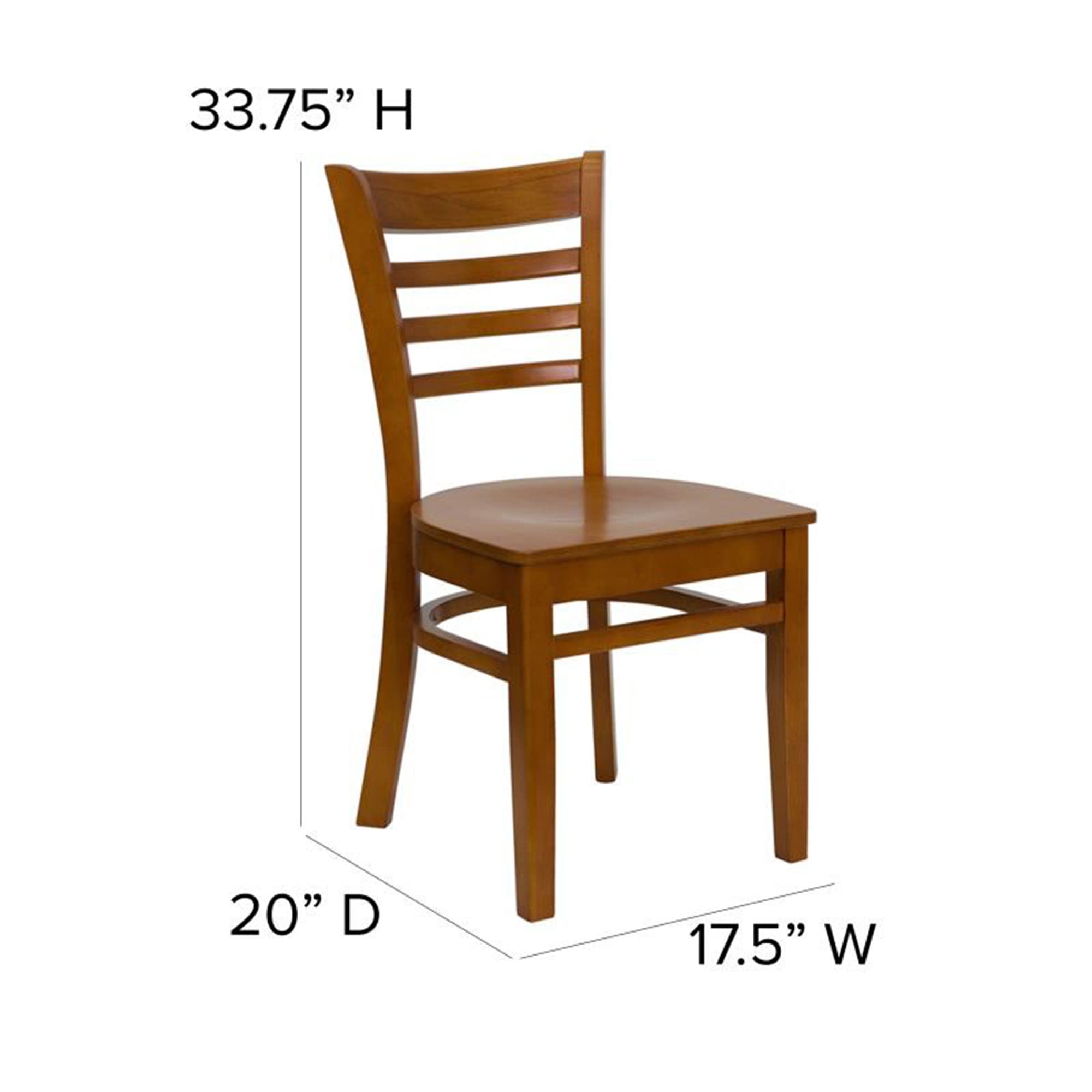 Flash Furniture HERCULES Series Ladder Back Restaurant Chair - Solid Cherry Wood Dining Chair for Kitchen, Cafe & Bistro - Comfortable & Durable Seating Solution