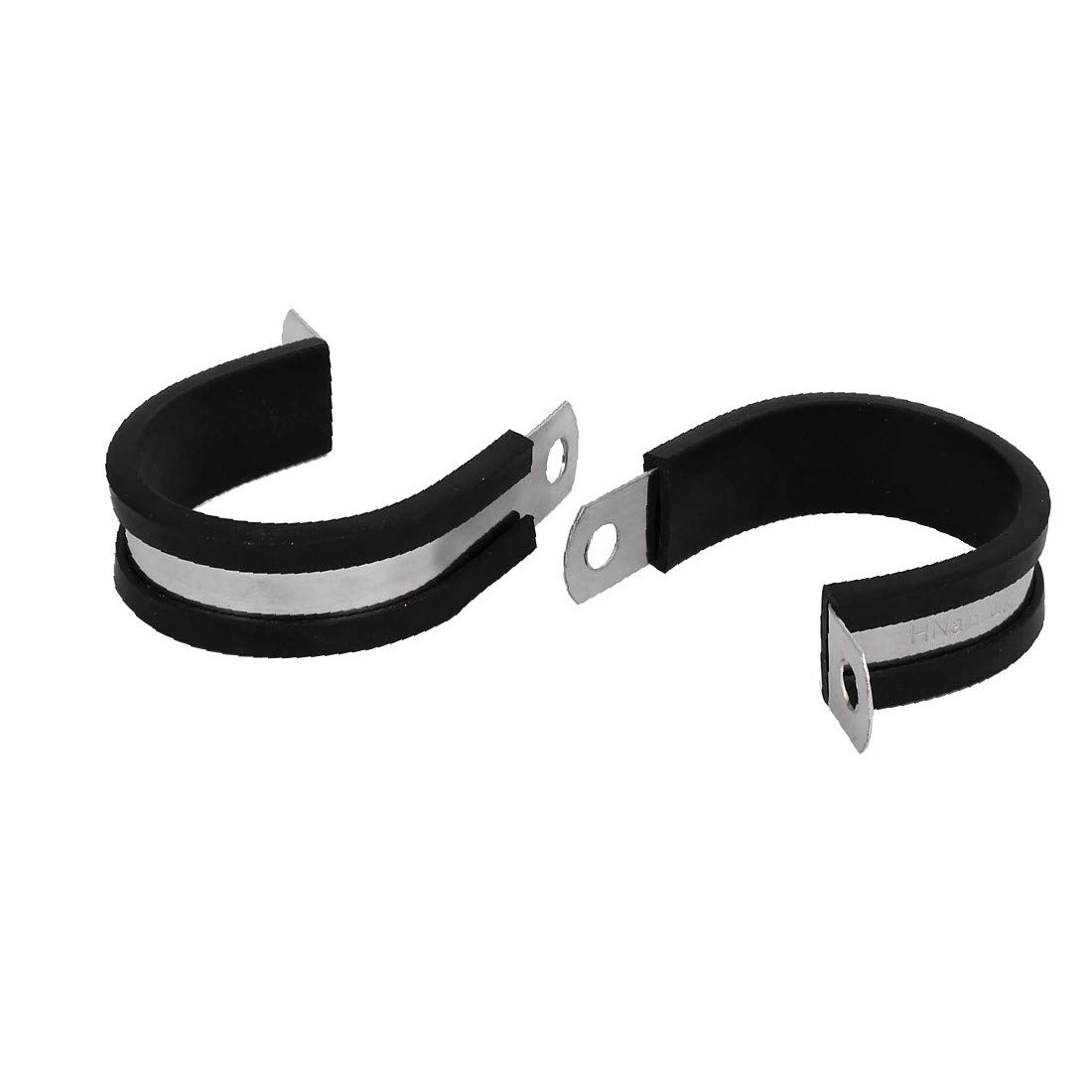 X-DREE 32mm Diameter EPDM Rubber Lined P Clips - Heavy Duty Cable Hose Pipe Clamps Holder (2 Pack) - Perfect for Automotive Wiring, Marine Applications & Industrial Pipe Management