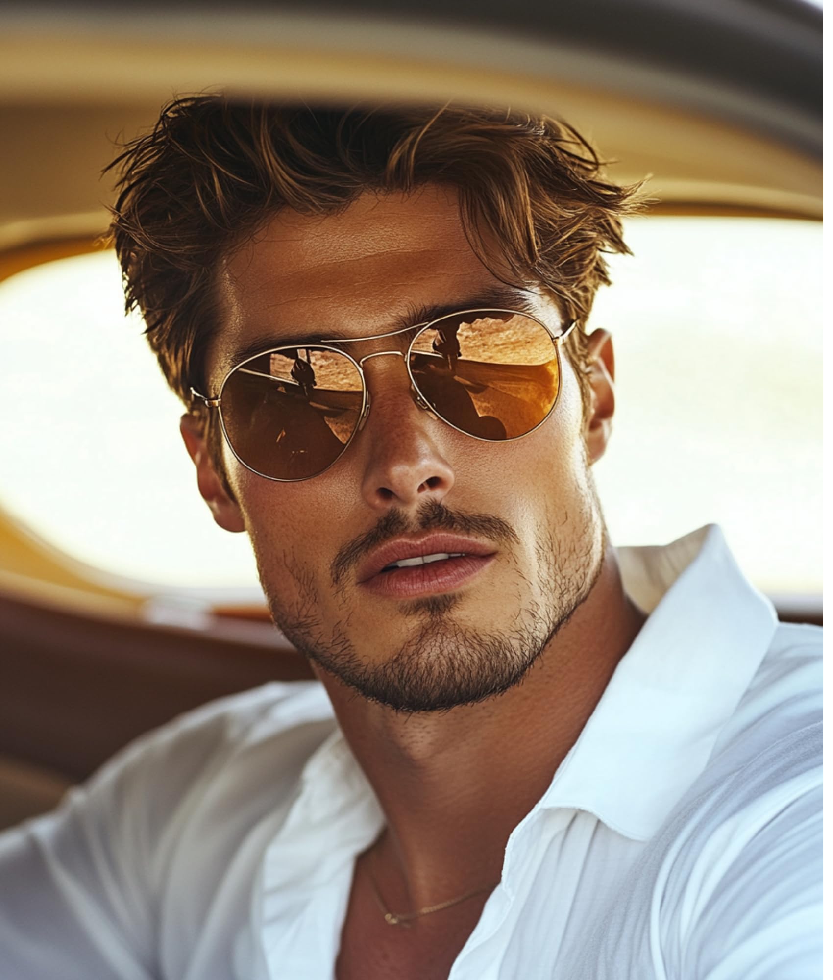 Cyxus Polarized Aviator Sunglasses for Men - UV400 Protection, Military Style Pilot Sunglasses for Driving, Hiking & Outdoor Activities - Trendy & Durable (Model 1489)