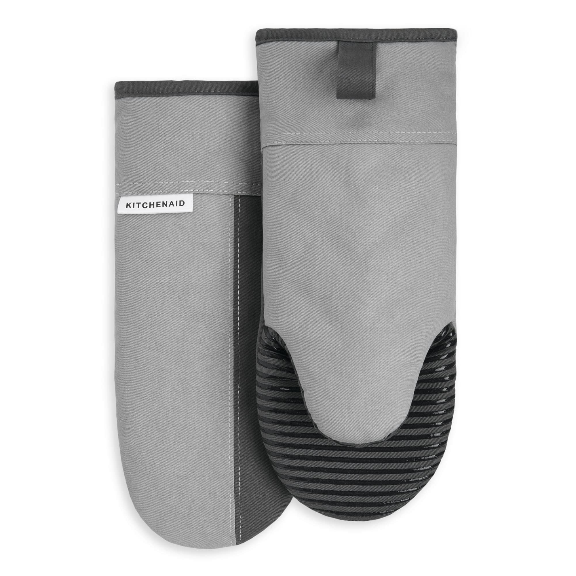 KitchenAid Beacon Two-Tone Non-Slip Heat Resistant Oven Mitt Set (Cool Grey/Frost Grey, 5.75