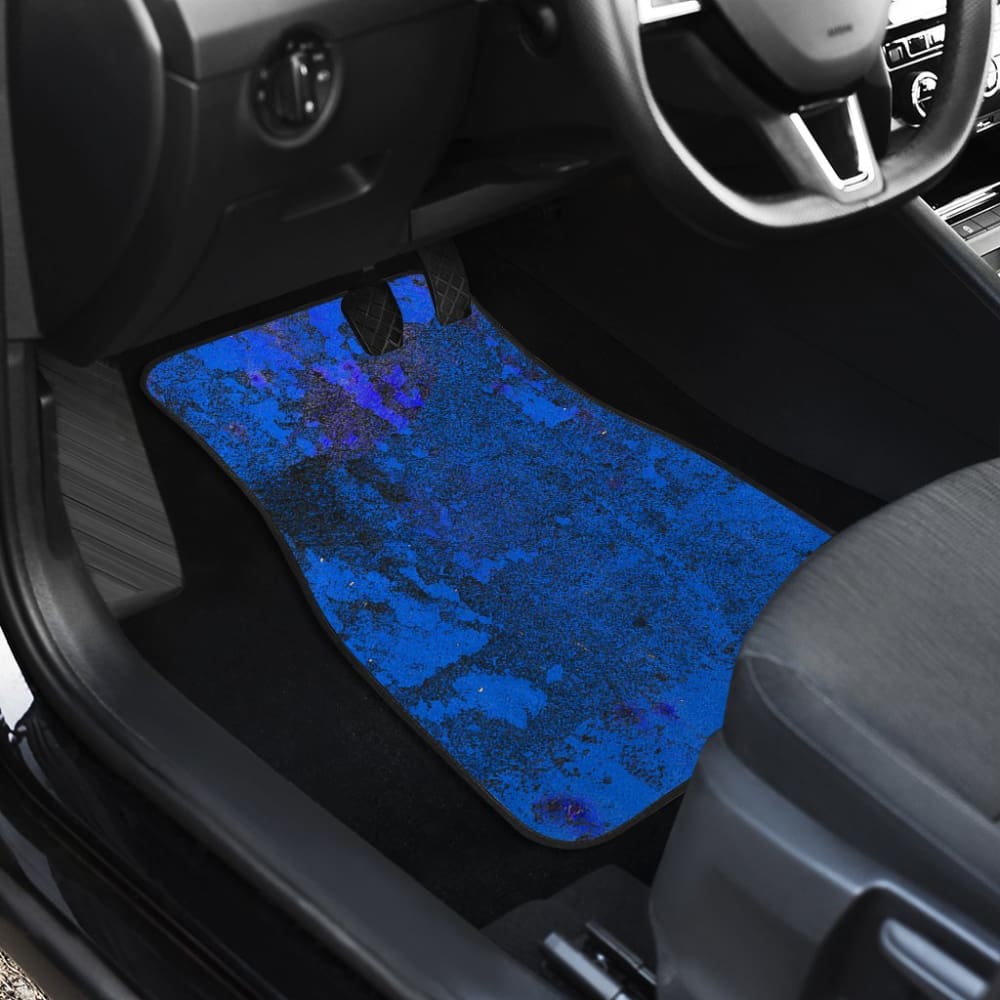 Premium Blue Grunge Art Car Floor Mats - Waterproof & Non-Slip - Perfect for Sedans, SUVs & Trucks - Ideal for Road Trips & Daily Commutes