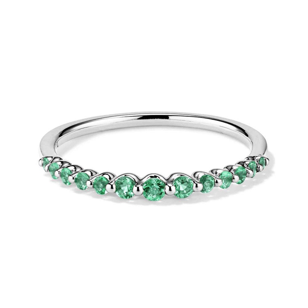 Lab Grown Emerald Gemstone Ring - 14K Gold Graduated Stacking Ring Set for Women | Perfect for Engagement, Anniversary & Everyday Elegance
