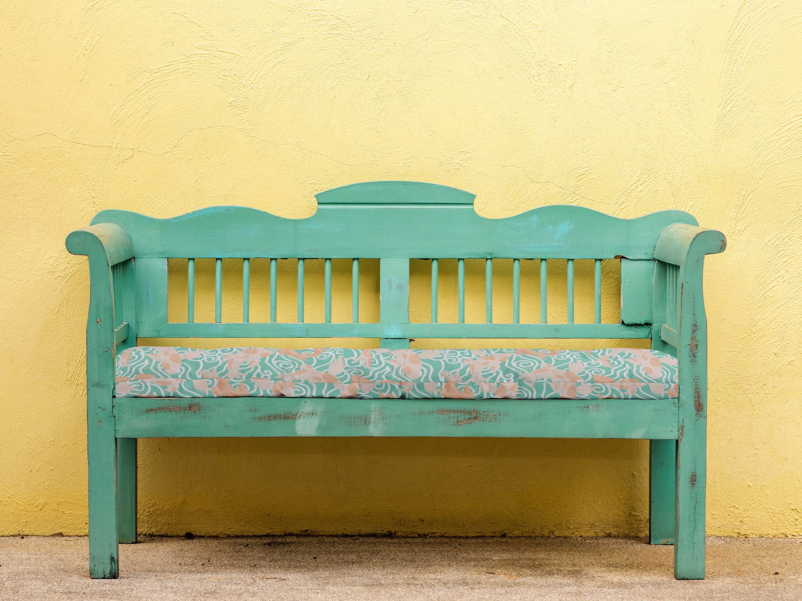 Waterproof Printed Outdoor Bench Cushion - Aquamarine Green Patio Lounger Seat Cover for Garden, Porch & Poolside Furniture | Durable & Weather-Resistant Outdoor Decor